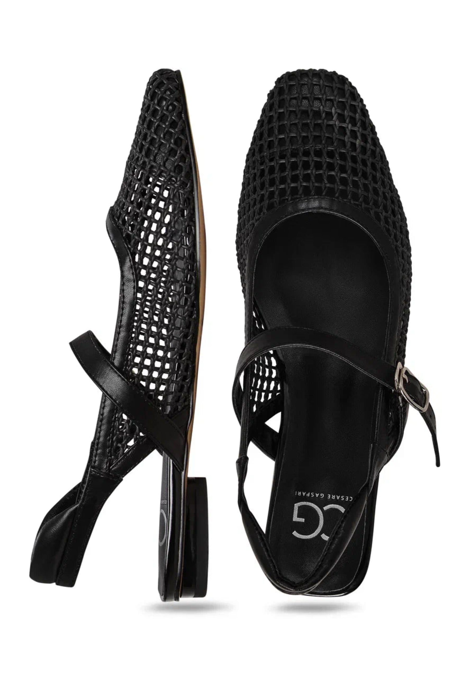 Woven Slingback Flats - Black