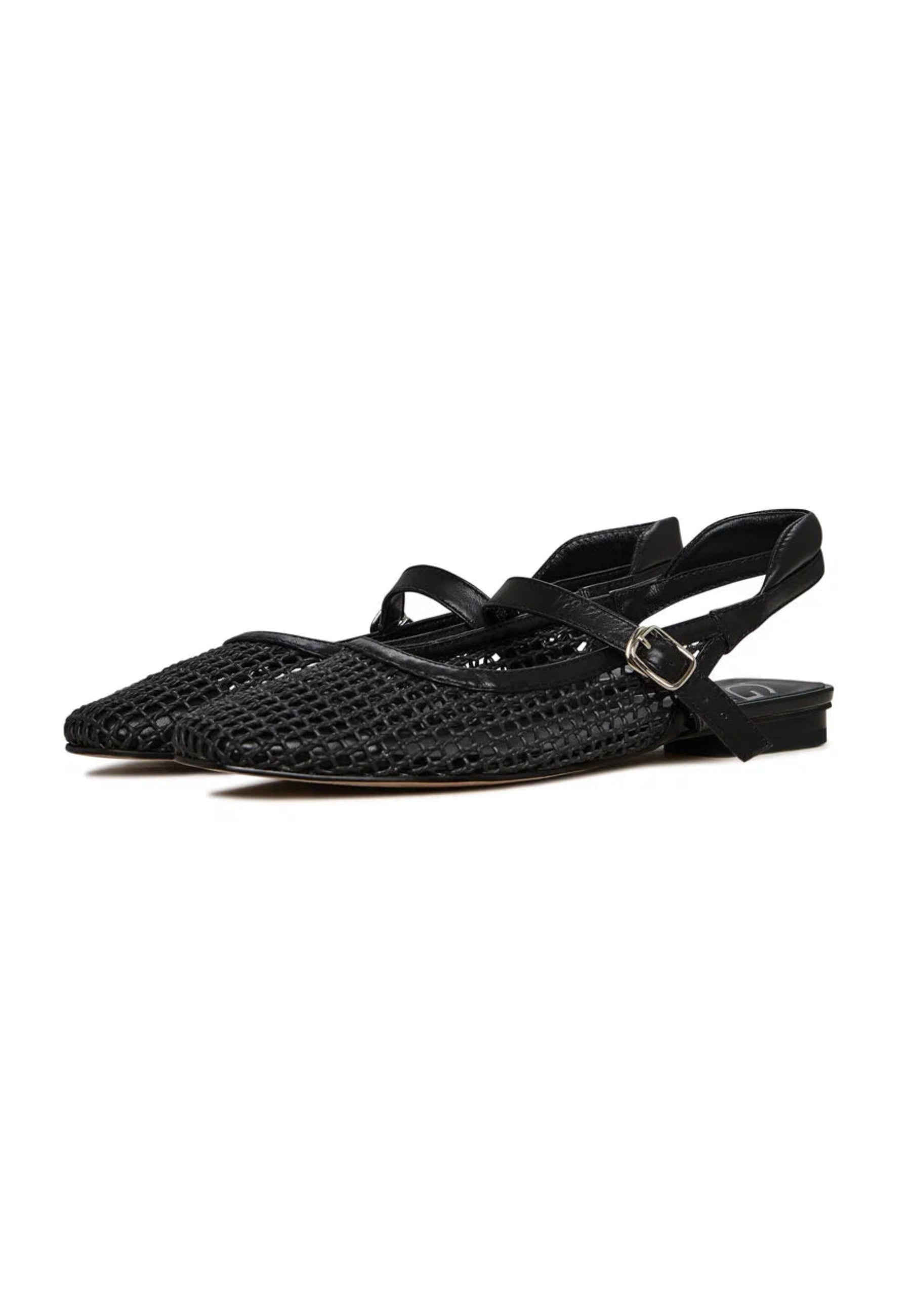 Woven Slingback Flats - Black