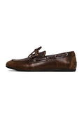 Classic Worn-Effect Leather Loafers - Brown