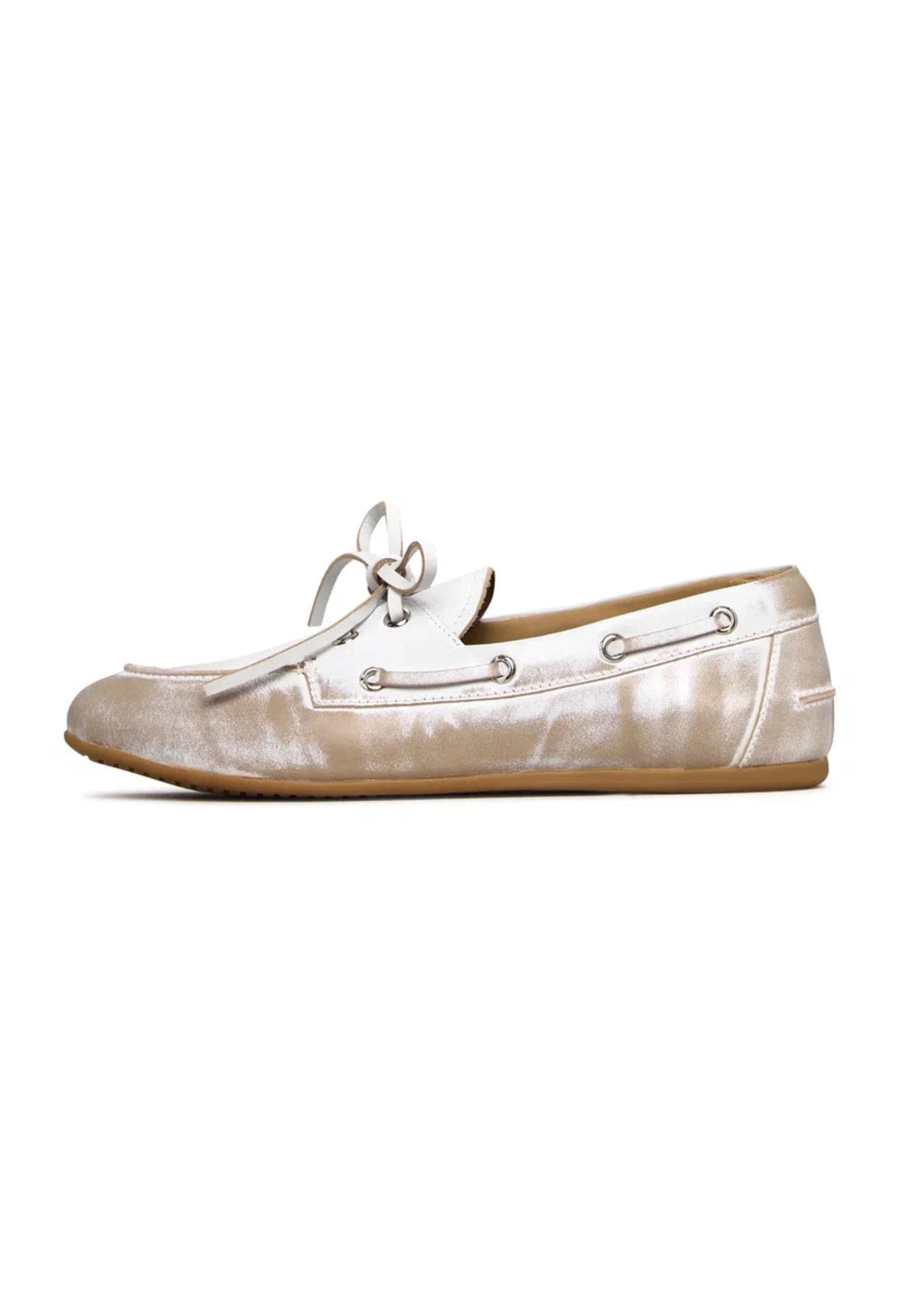 Classic Worn-Effect Leather Loafers - White