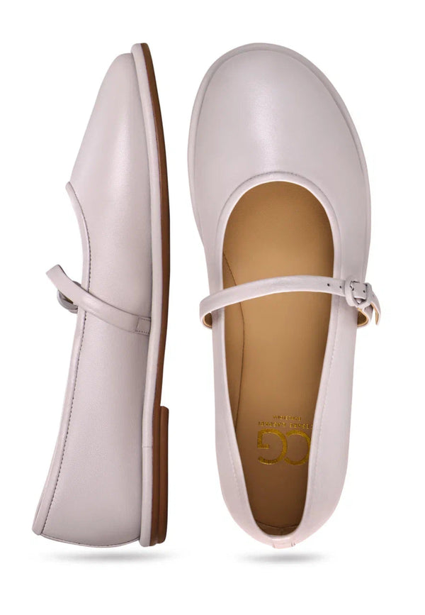 Timeless Elegance Mary Jane Flats - Pearl
