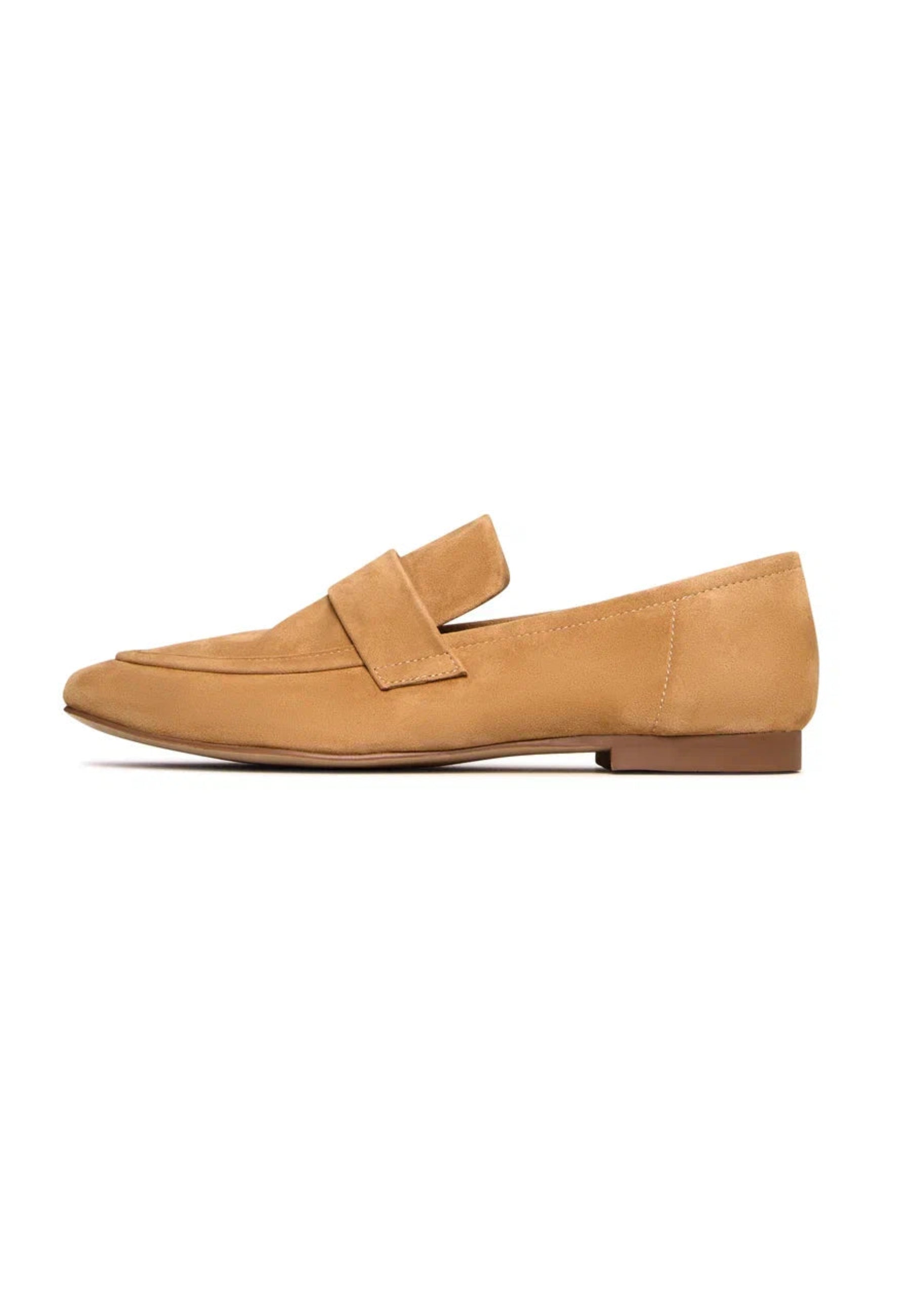 Suede Penny Loafers - Beige