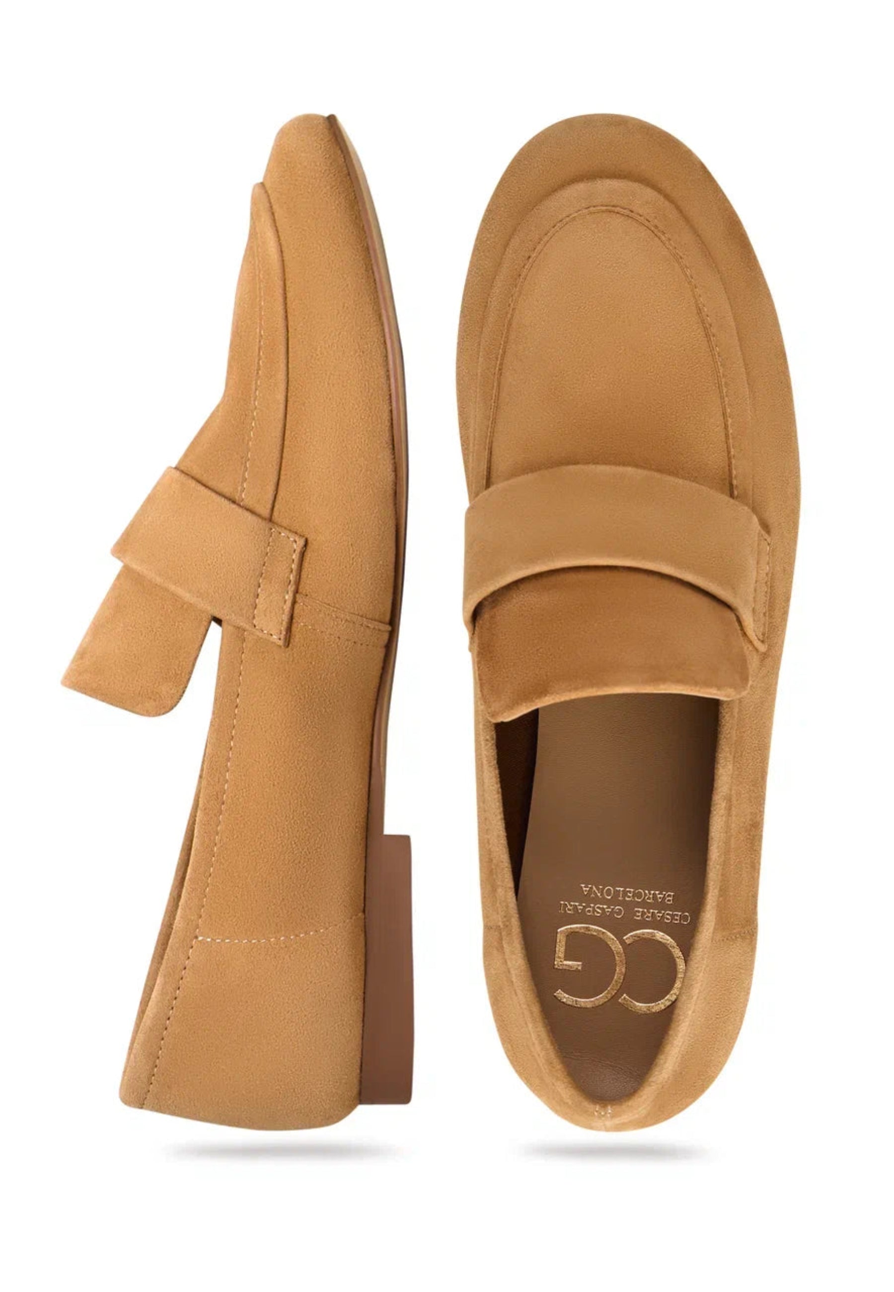 Suede Penny Loafers - Beige