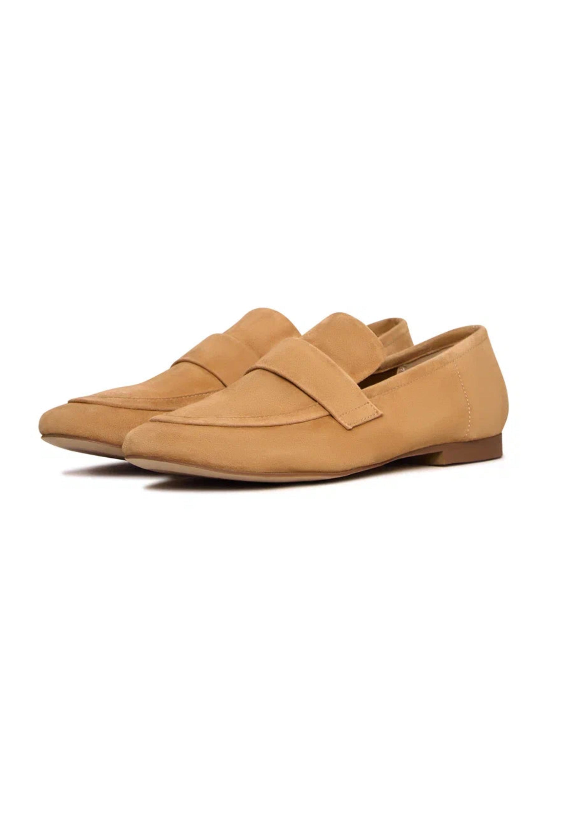 Suede Penny Loafers - Beige