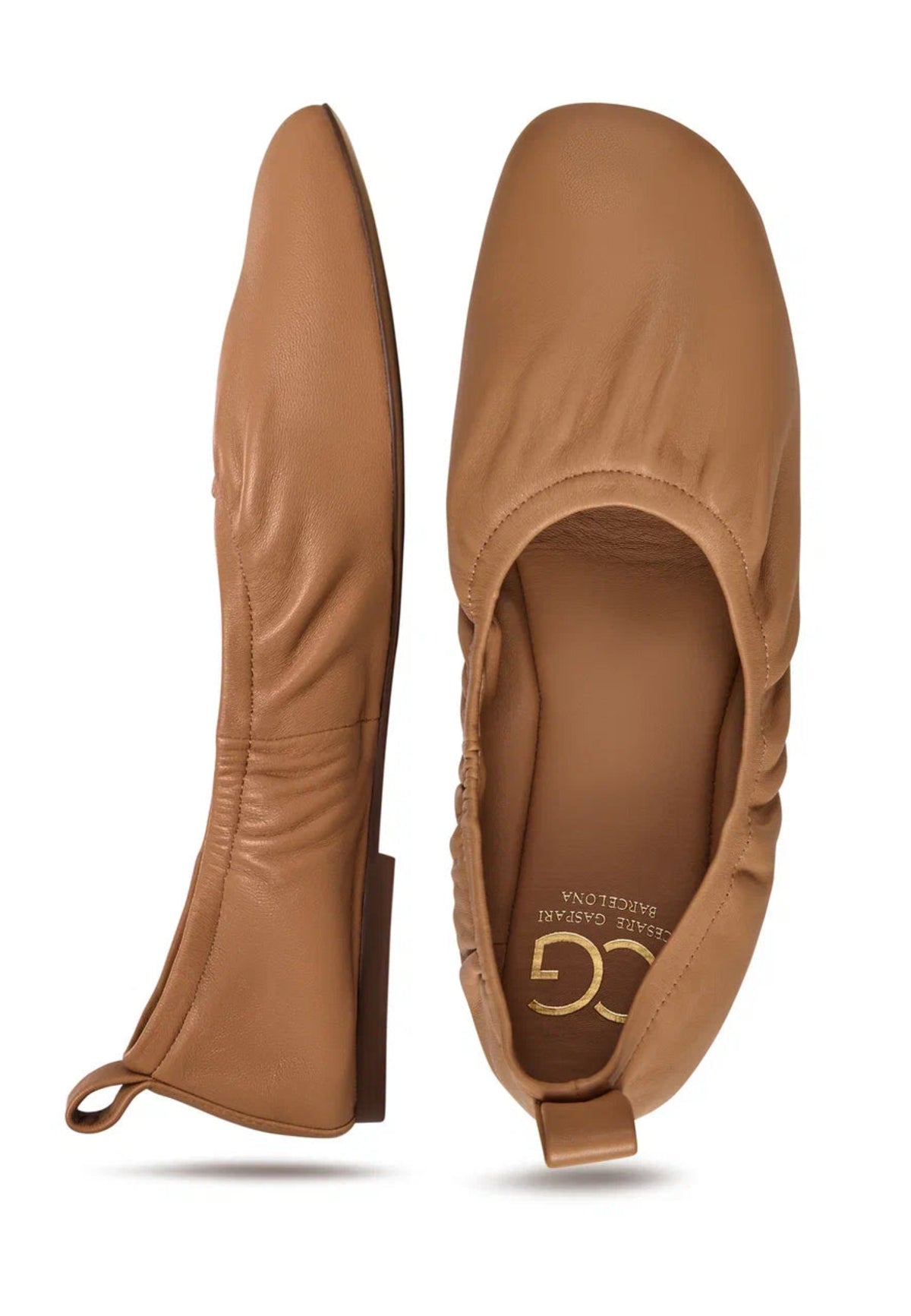 Klassische Ballettschuhe aus Leder - Beige
