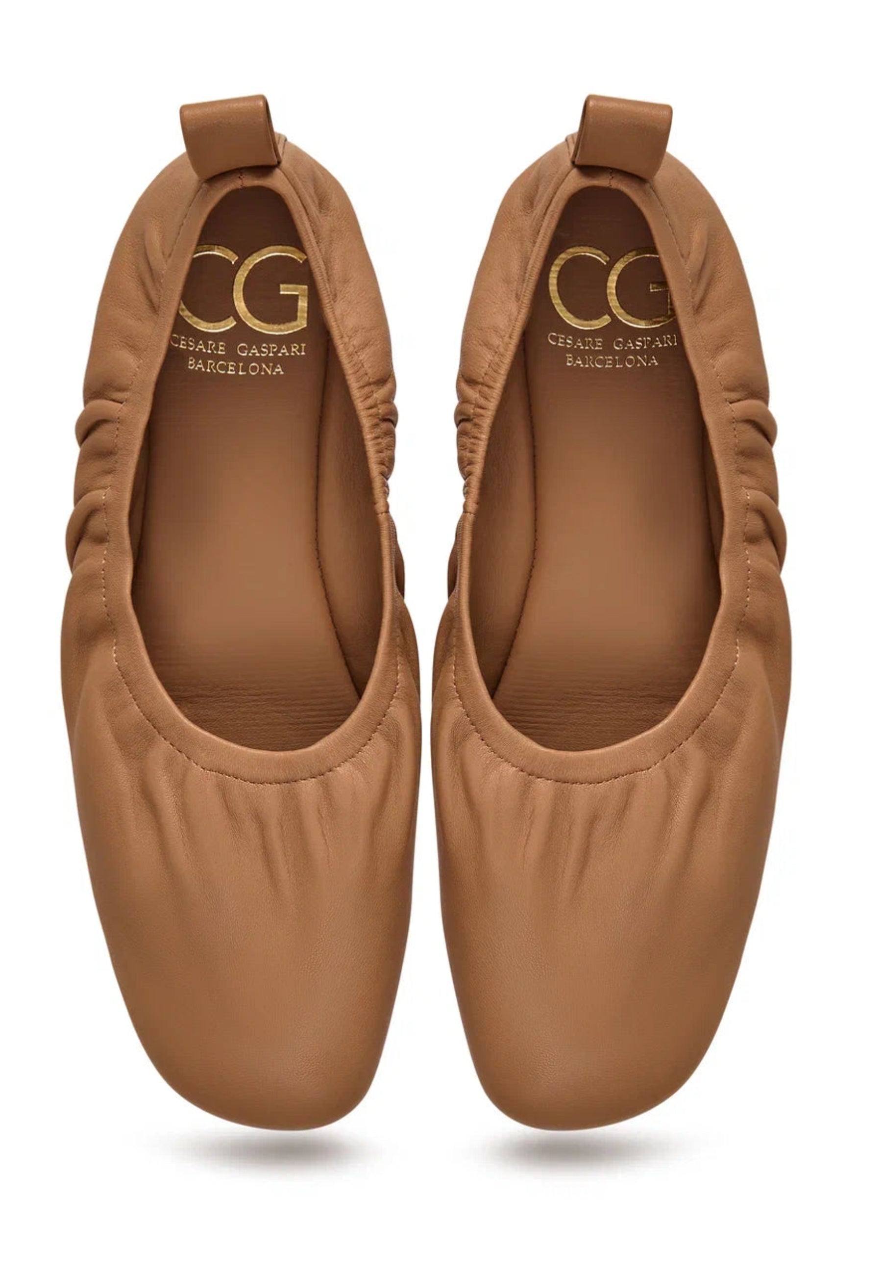 Classic Leather Ballet Flats - Beige