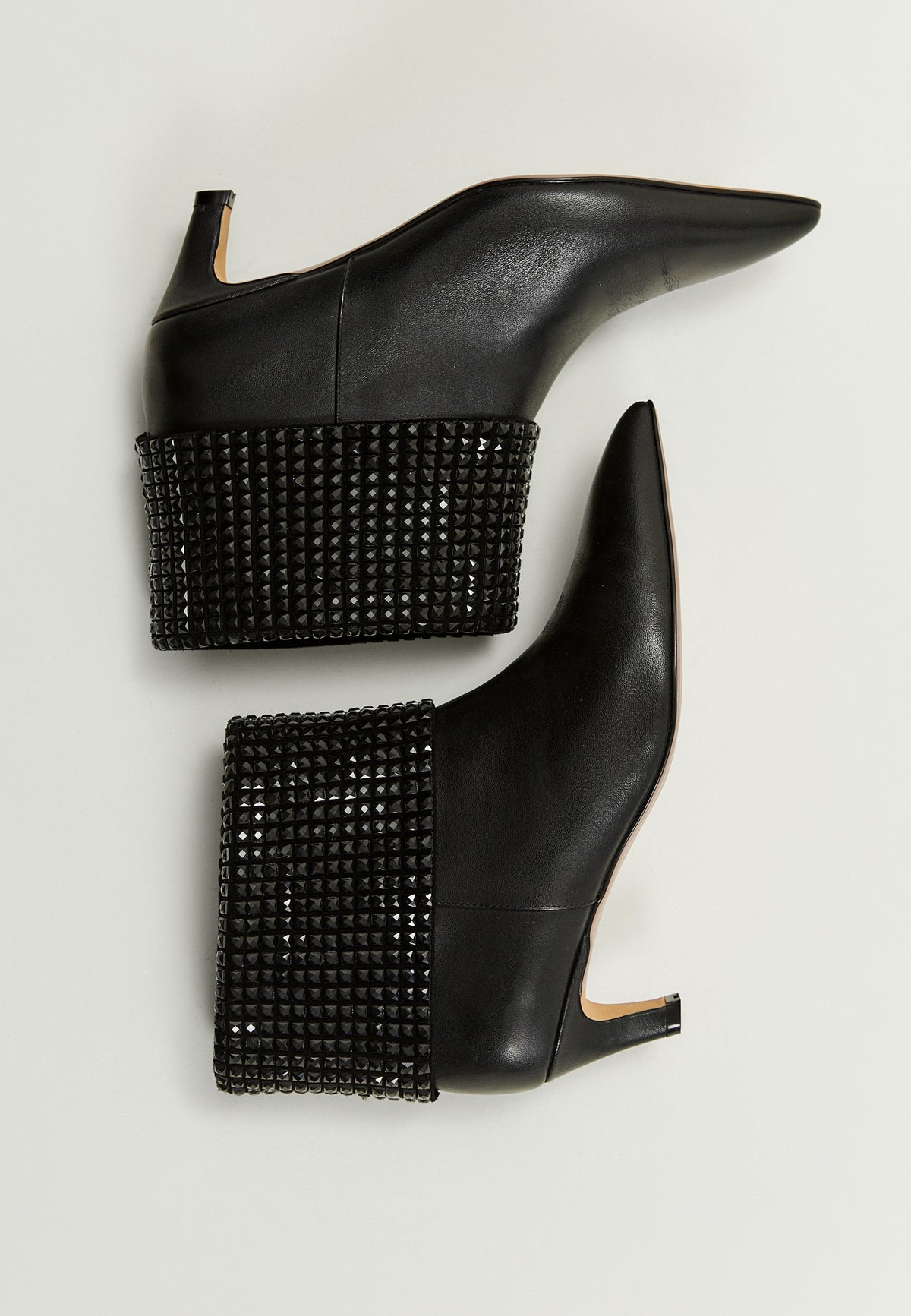 Black Crystal Cuff Leather Ankle Boot