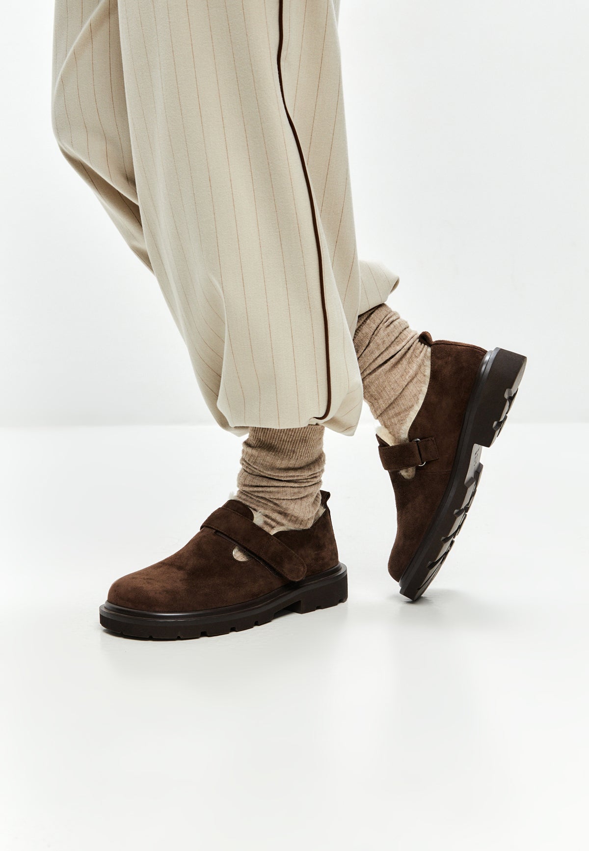 Alpine Grip Fleece Loafers - Brown