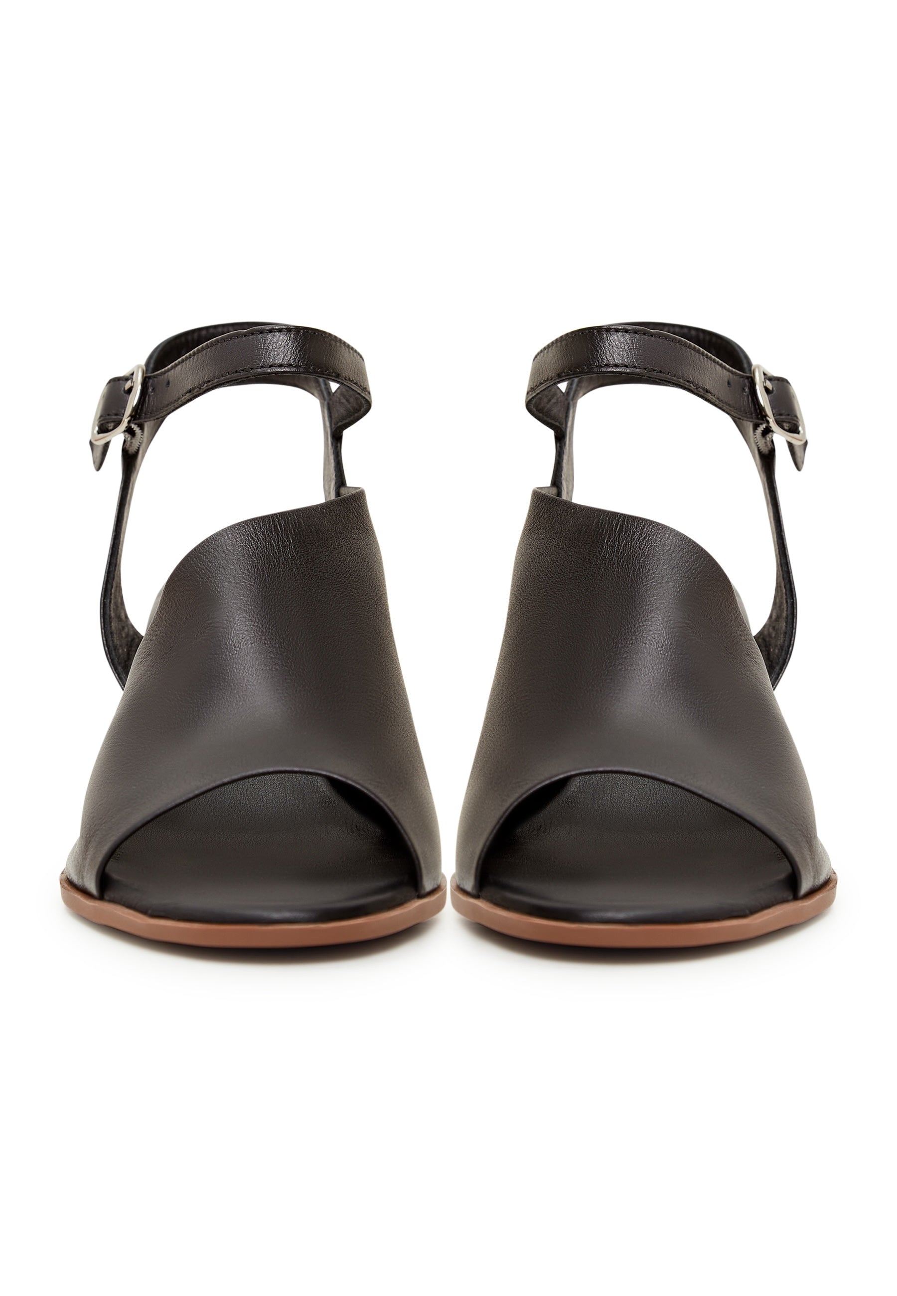 Leather Block Heeled Sandals - Cesare Gaspari 