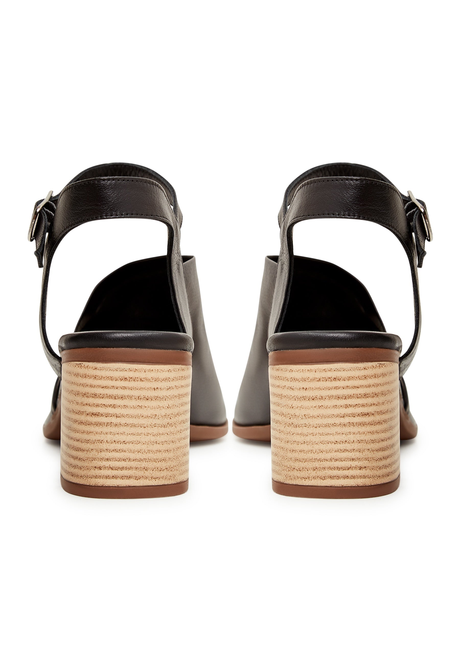 Leather Block Heeled Sandals - Cesare Gaspari 