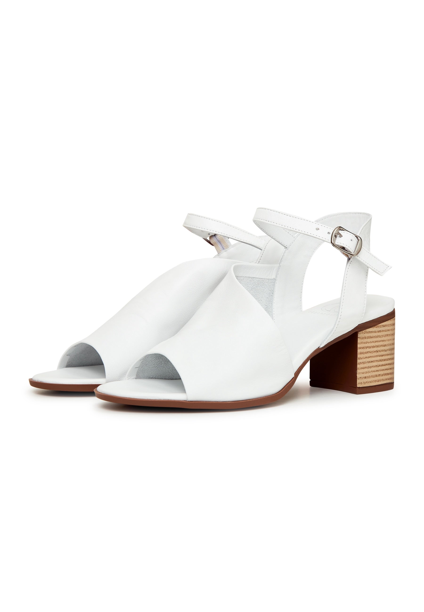 Leather Block Heeled Sandals - Cesare Gaspari 