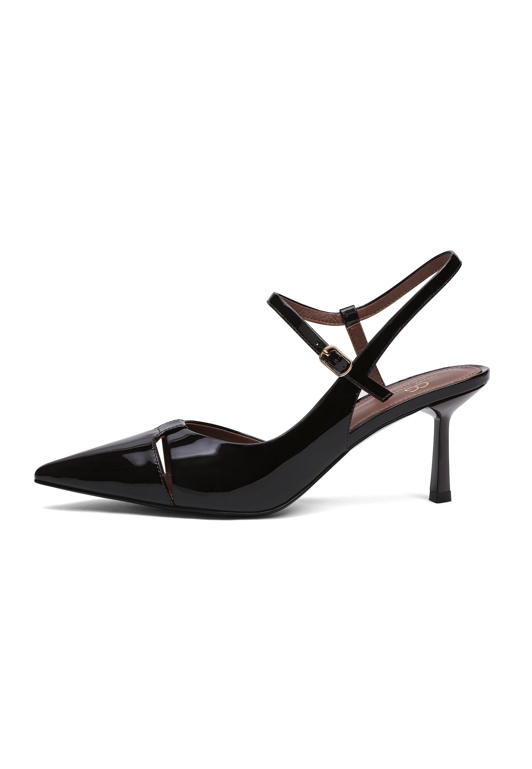 Skórzane czółenka slingback z noskiem w szpic – Bordowy