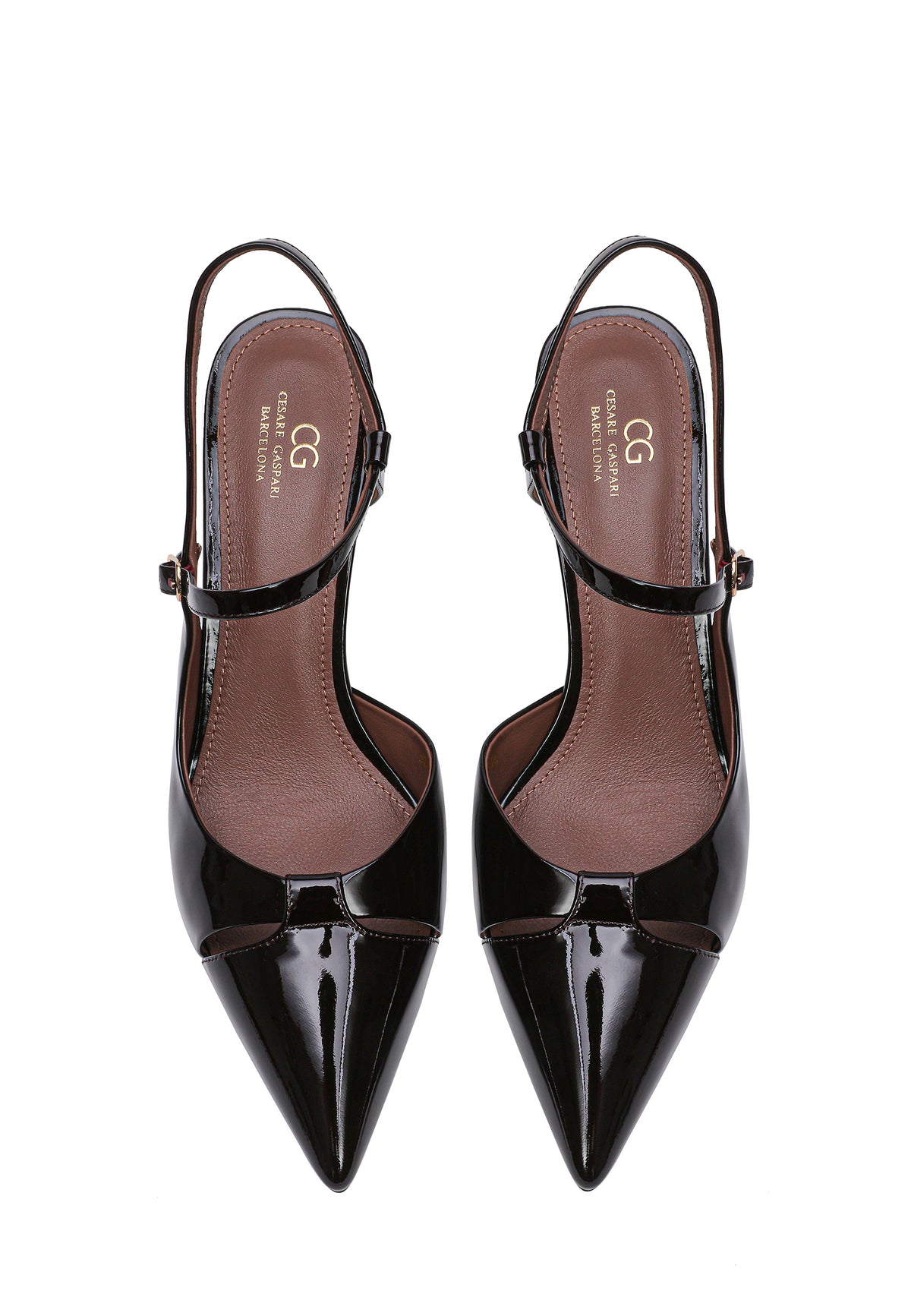 Skórzane czółenka slingback z noskiem w szpic – Bordowy
