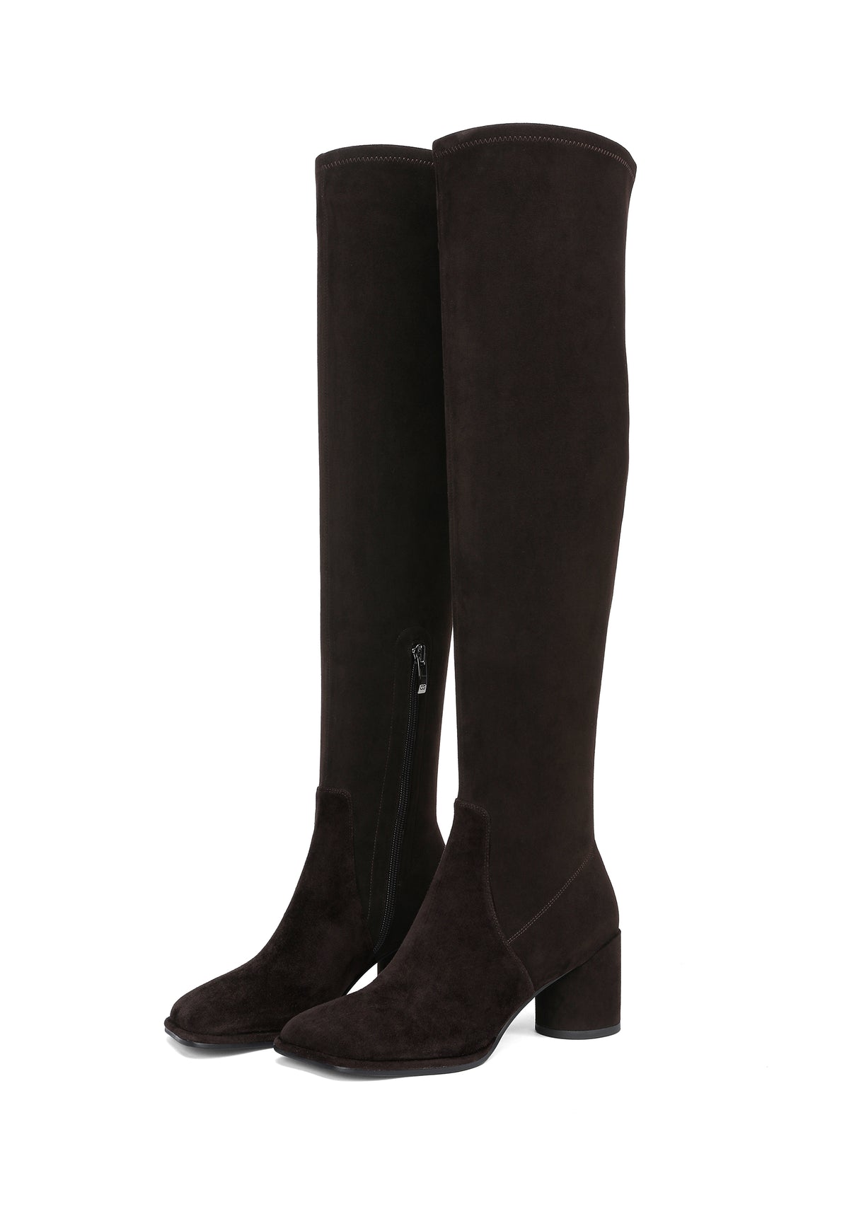 Bottes hautes en cuir suédé – Marron