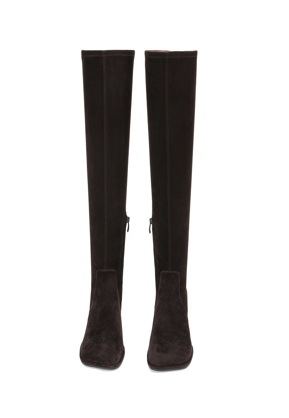 Bottes hautes en cuir suédé – Marron