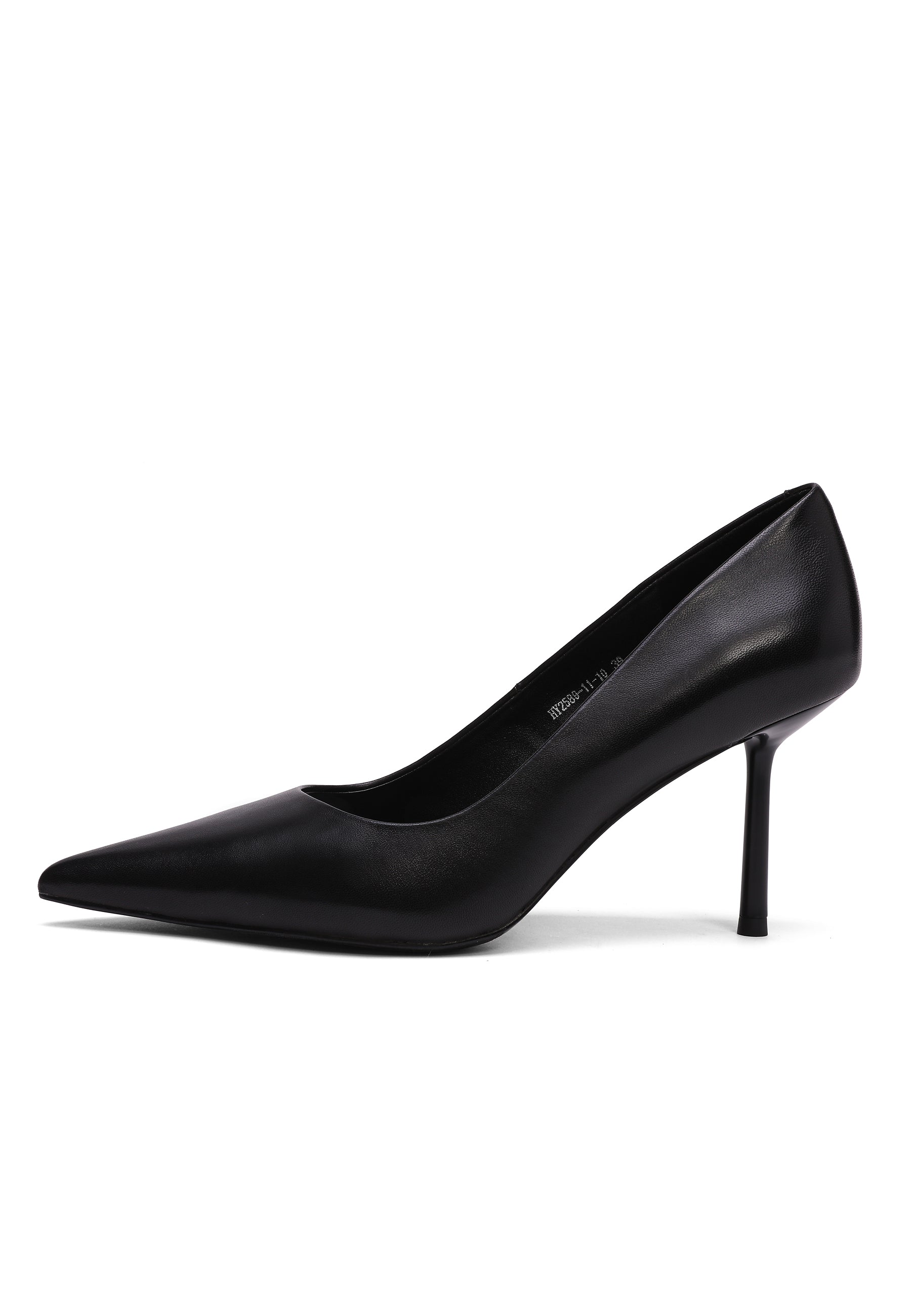 Stiletto heels i læder – Sort