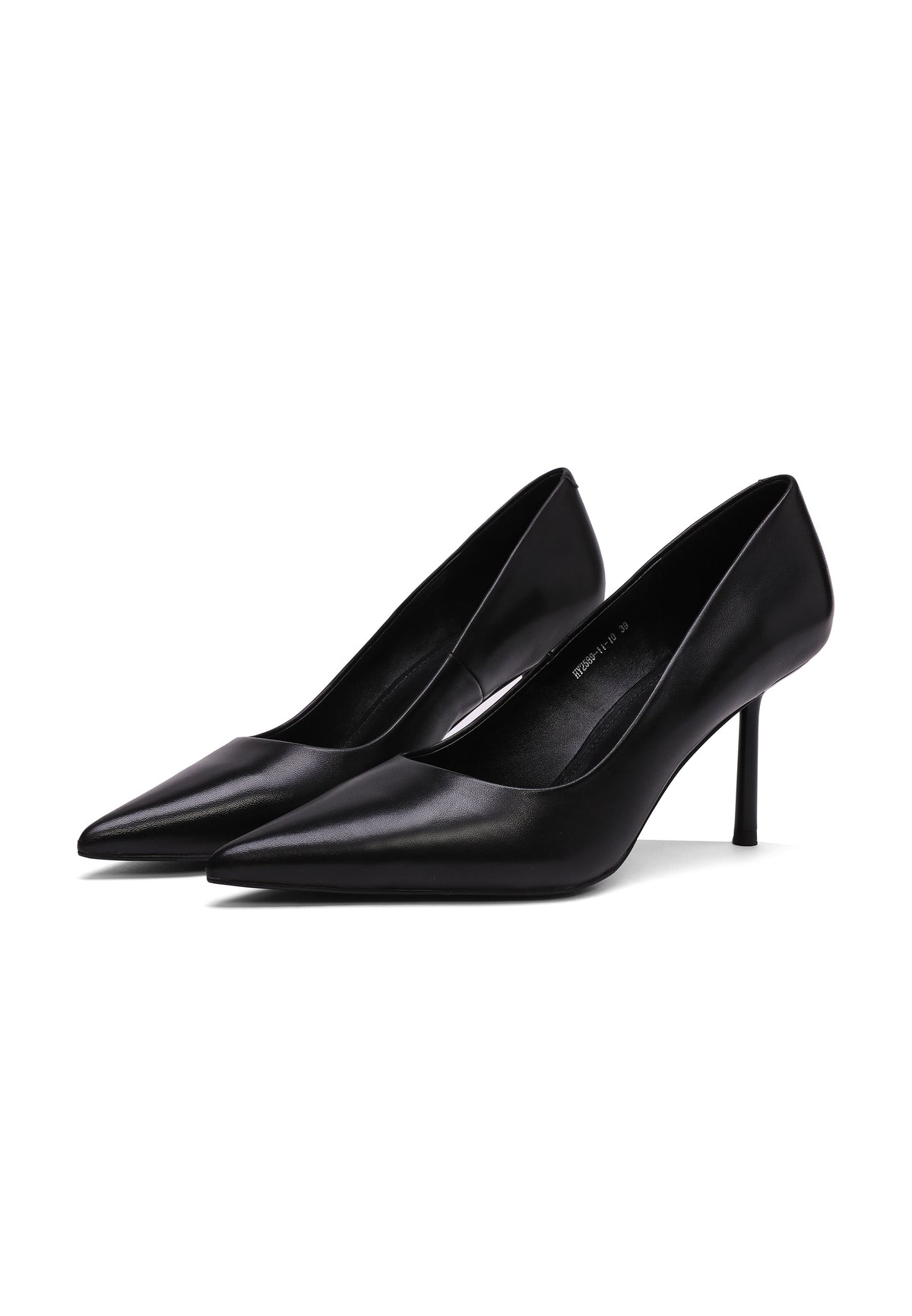 Stiletto heels i læder – Sort