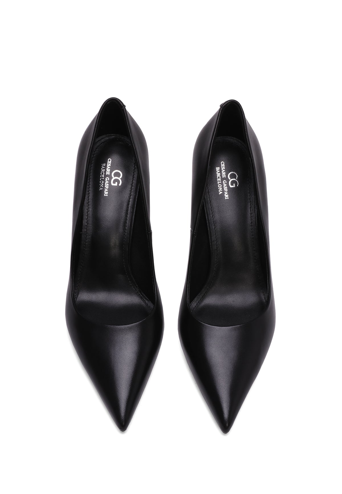 Stiletto heels i læder – Sort