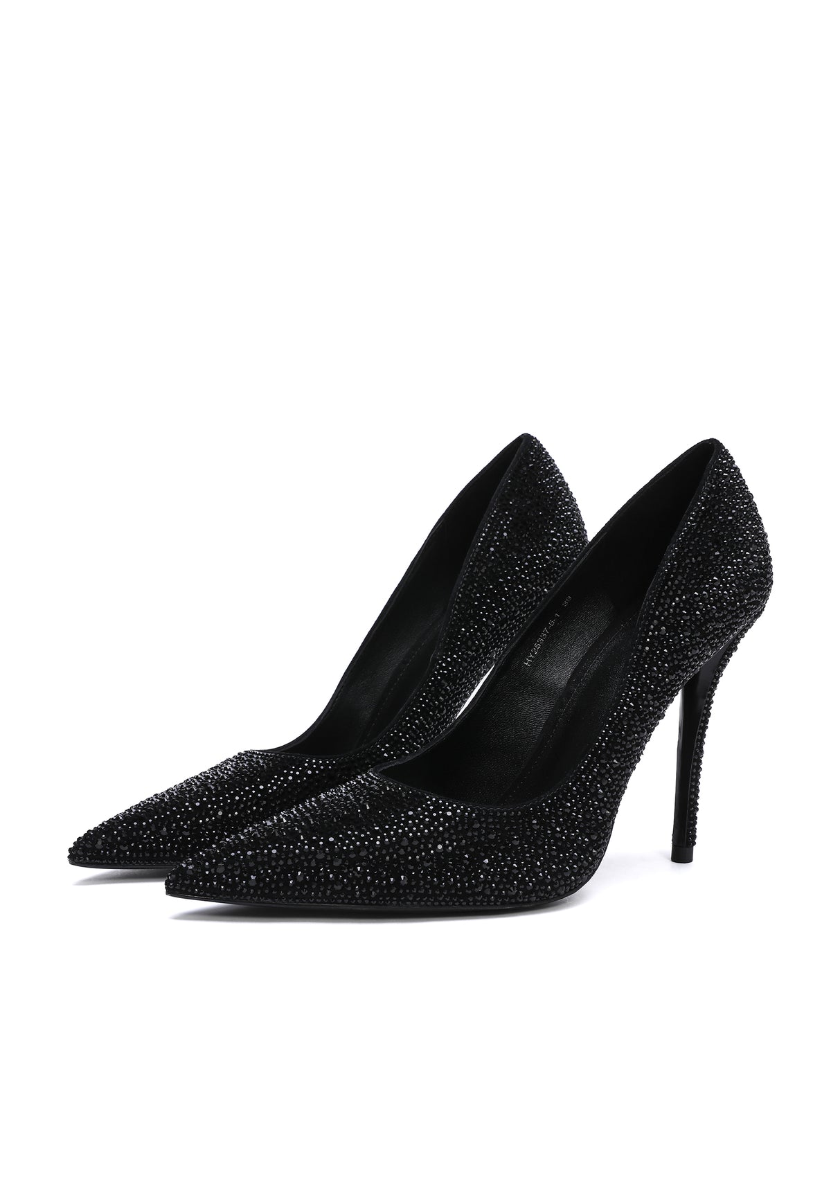 Zapatos de salón stilettos con cristales – Negro