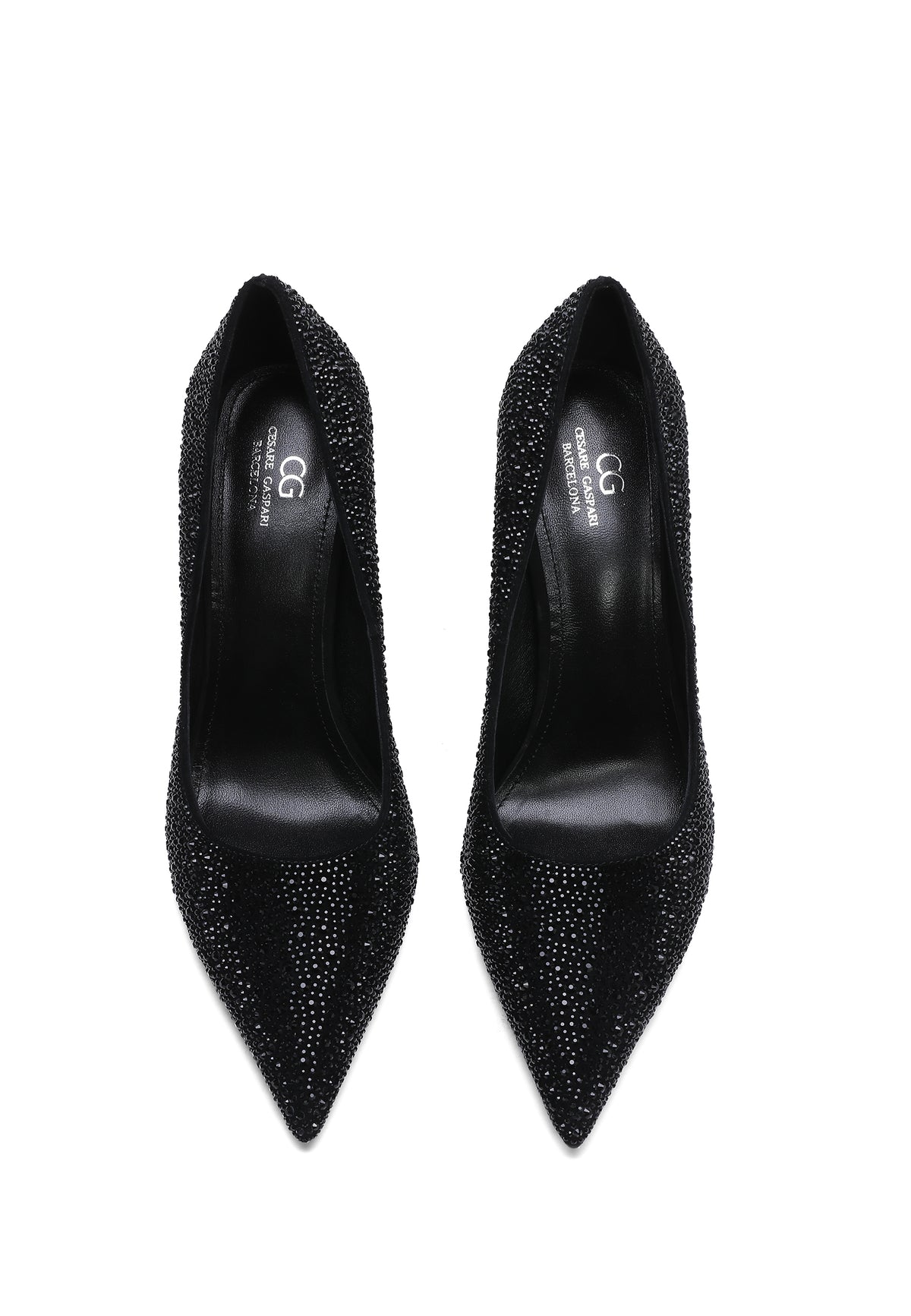 Zapatos de salón stilettos con cristales – Negro