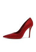 Zapatos de salón stiletto con cristales – Rojo