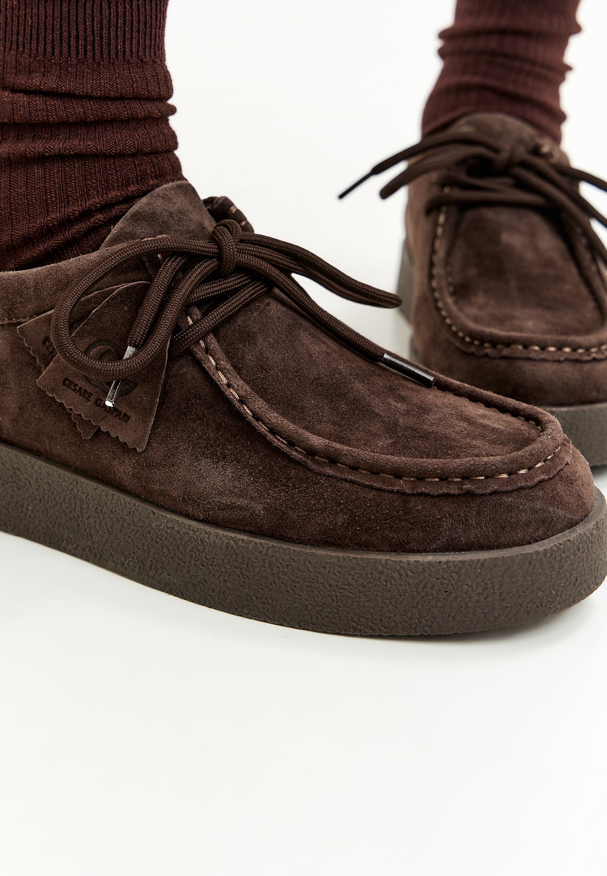 Mocasines con plataforma y cordones en color topo – Marrón oscuro