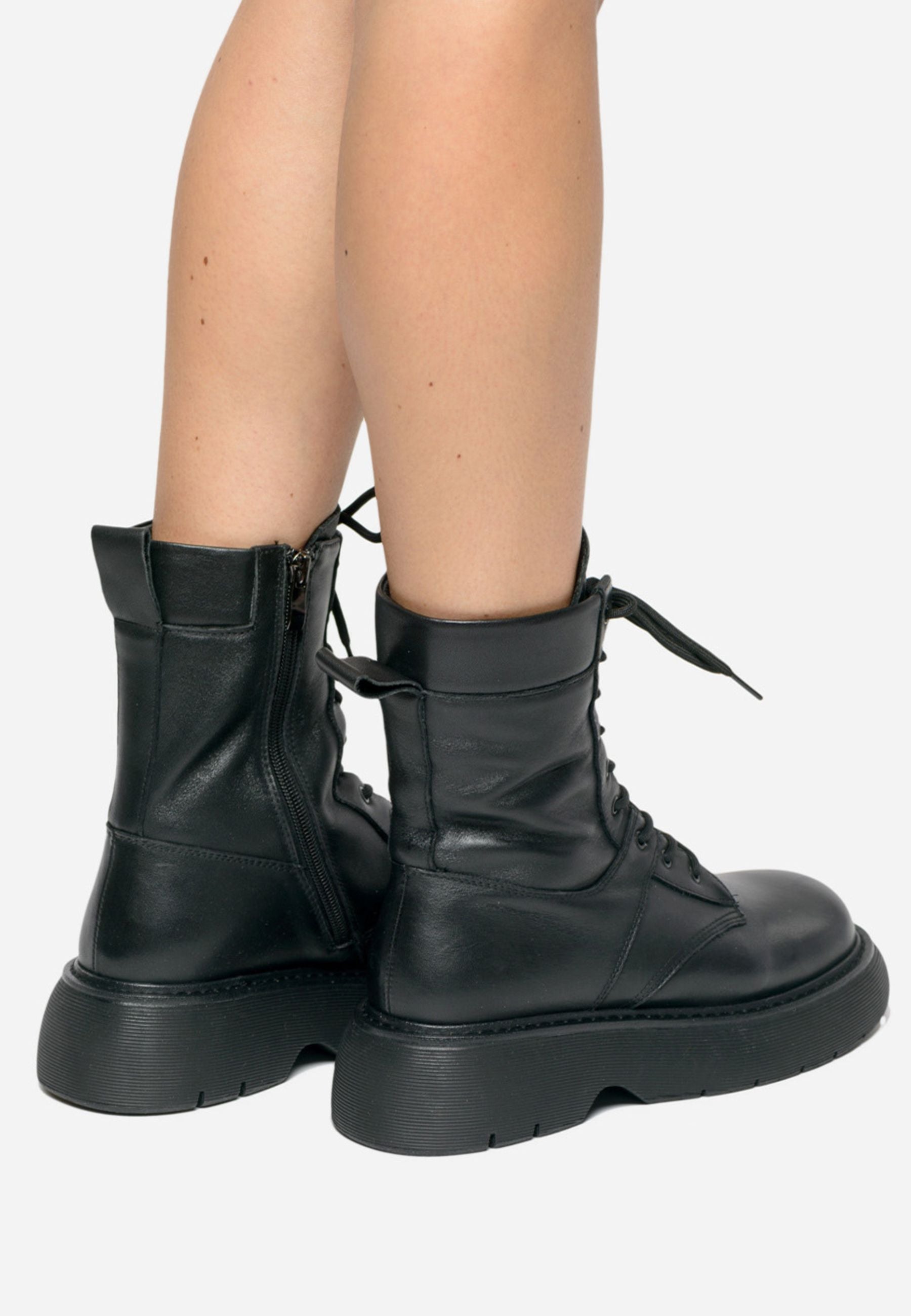 Black Lace-Up Platform Boots - Stylish & Comfortable Women’s Footwear