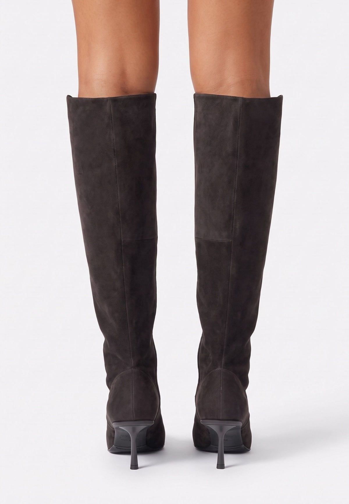 Kniehohe Stiefel aus Veloursleder mit spitzer Kappe
