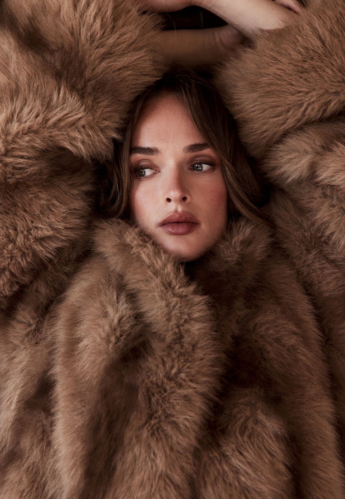Cappuccino Striped Faux Fur Collar