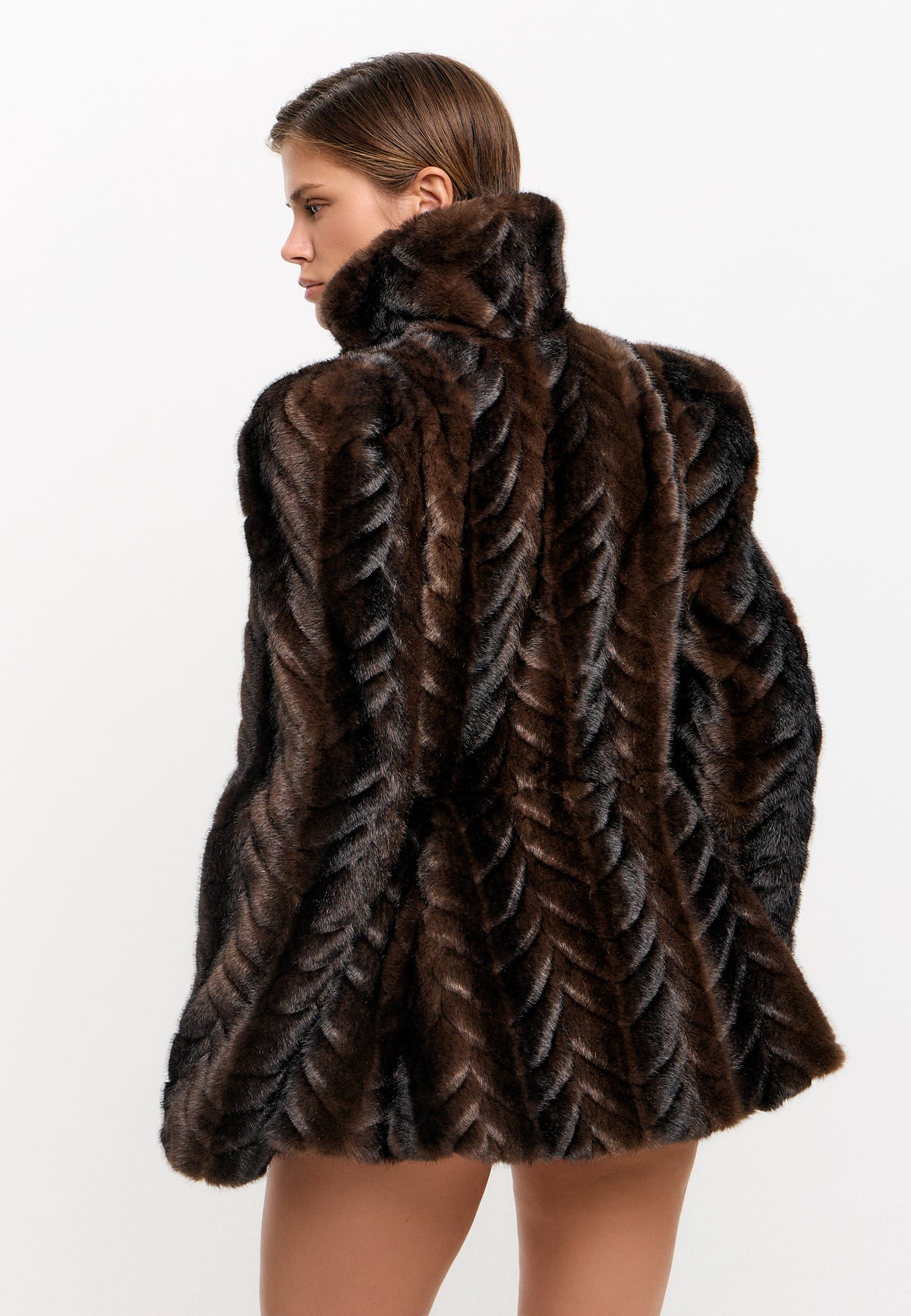 Jacke aus Kunstfell – Braun
