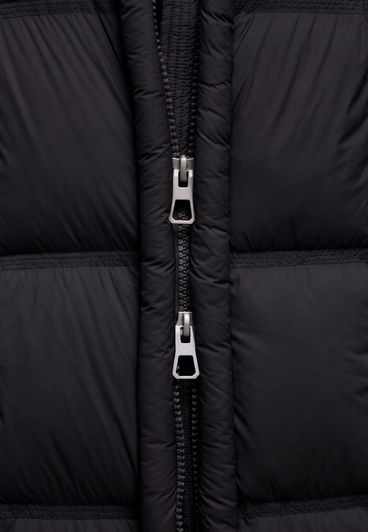 Long Quilted Down Puffer Coat - Black