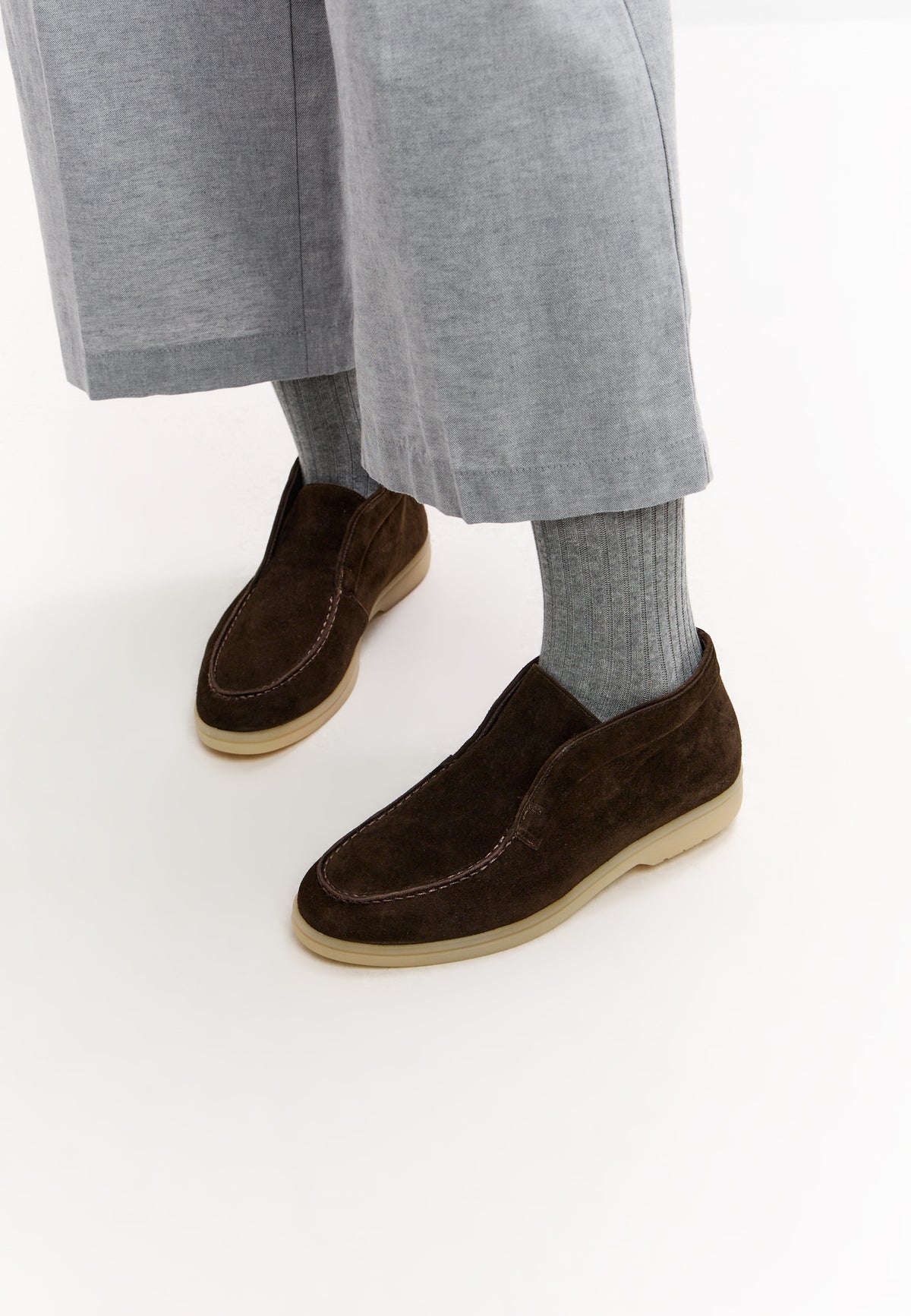 Wool Step High loafers van wol – Donkerbruin
