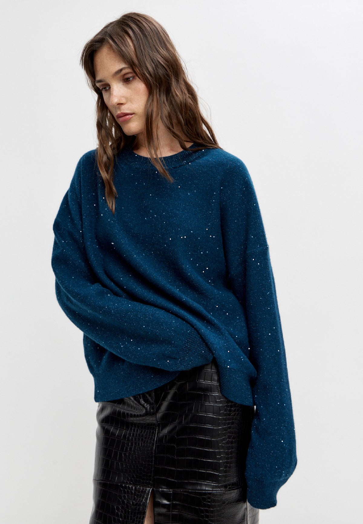 Cardigan em lã merino – Azul