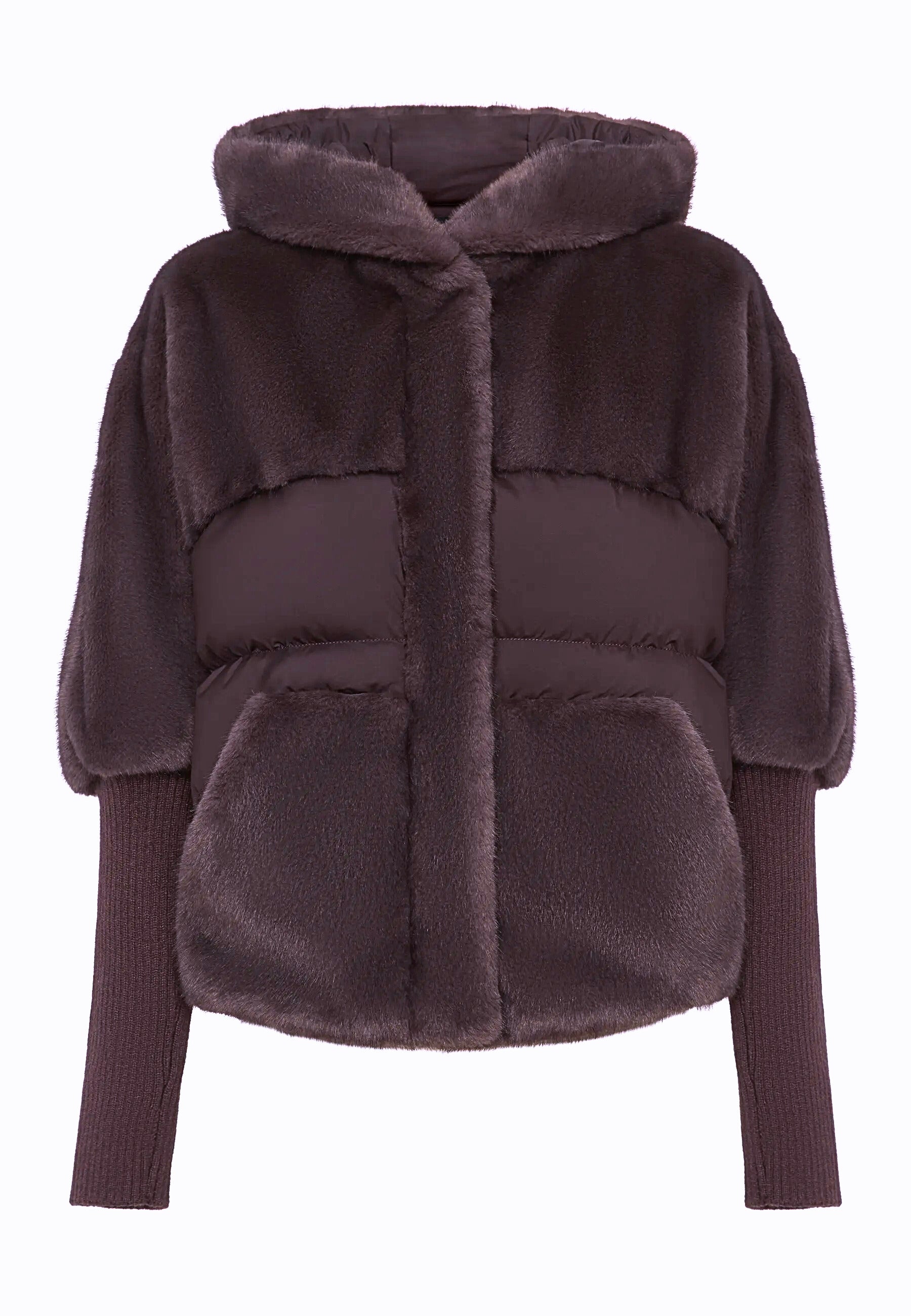 Oversized Faux Fur Jacket  - Brown