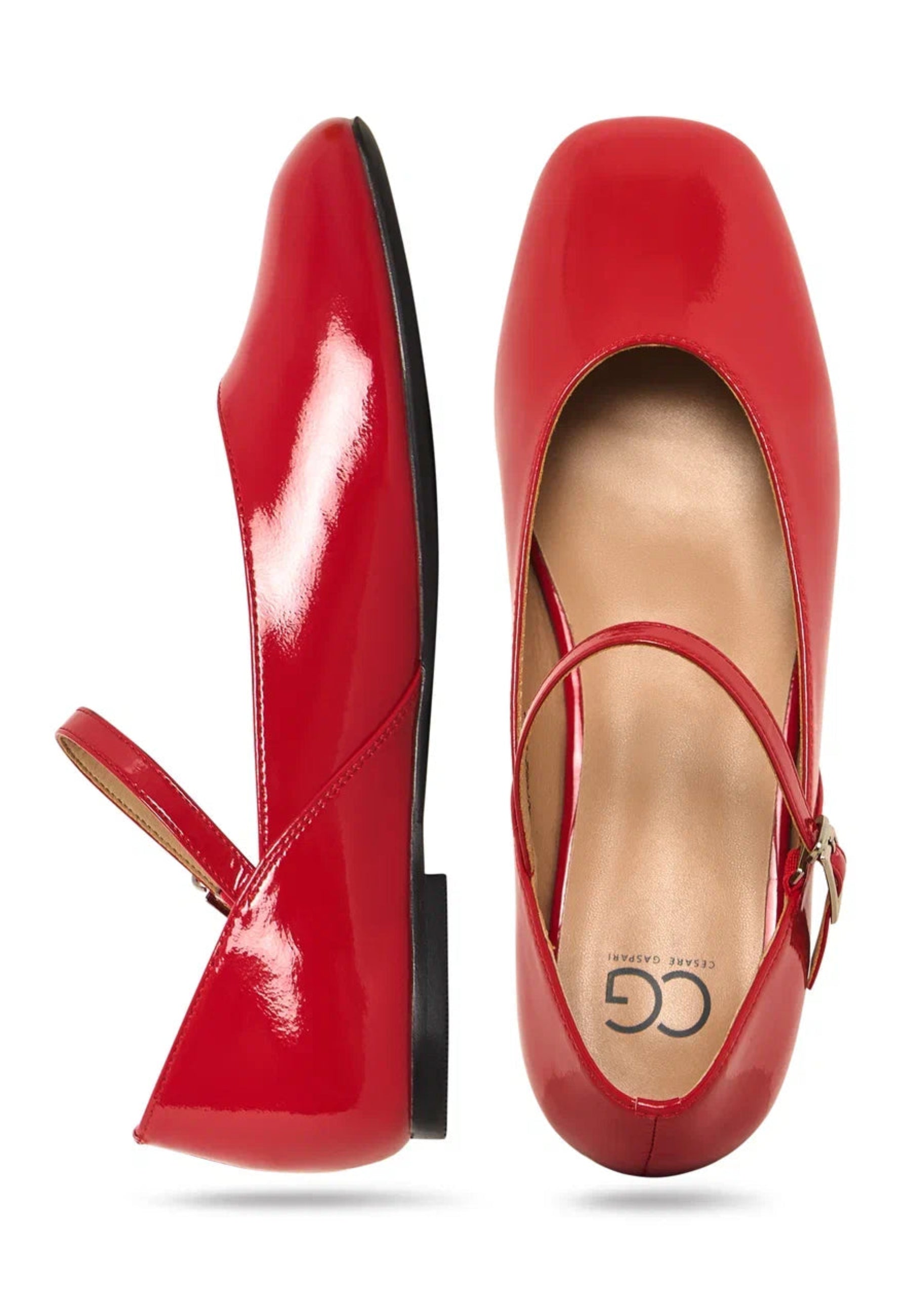 Patent Mary Jane Flats - Red