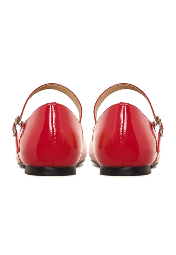 Patent Mary Jane Flats - Red