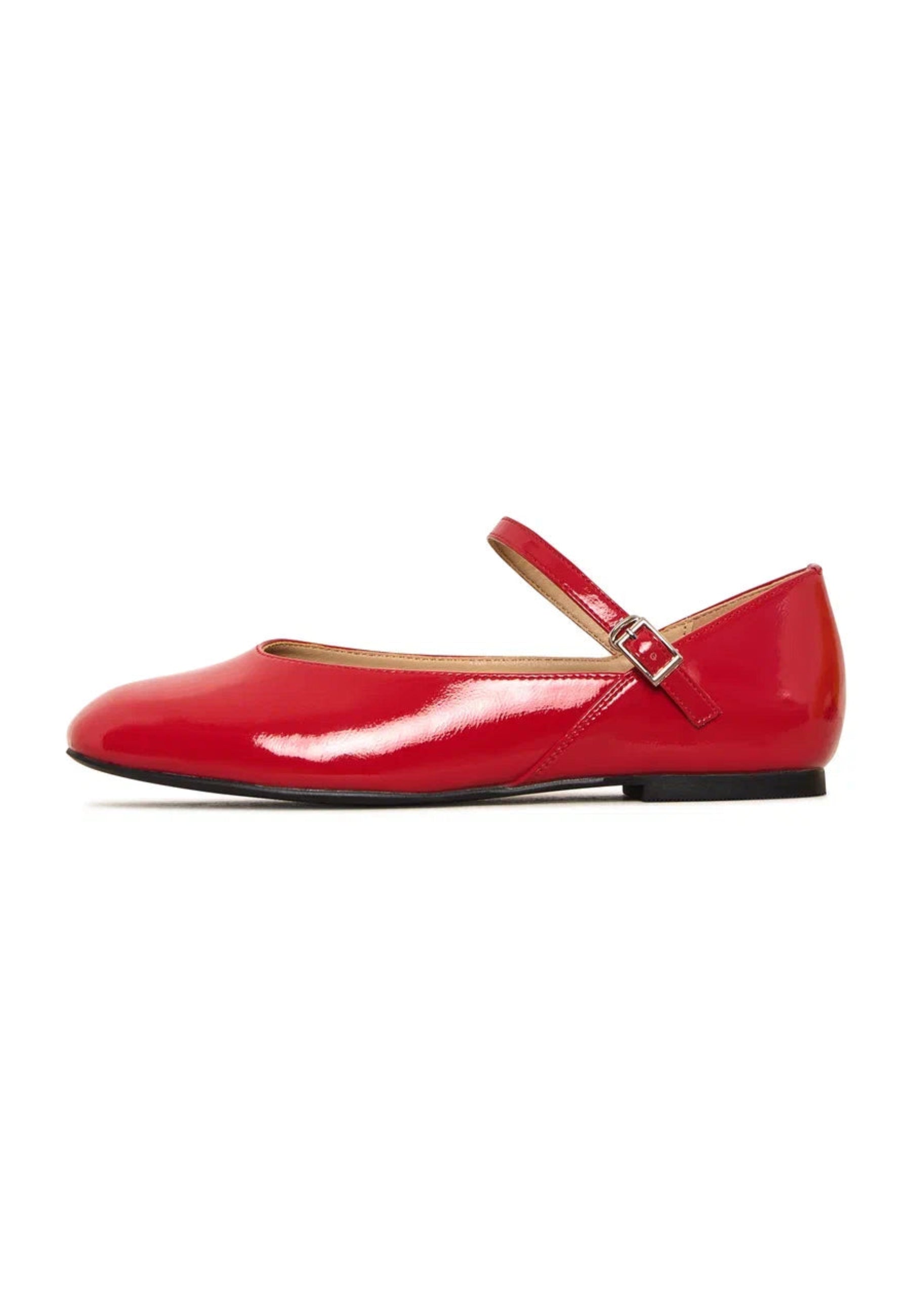 Patent Mary Jane Flats - Red