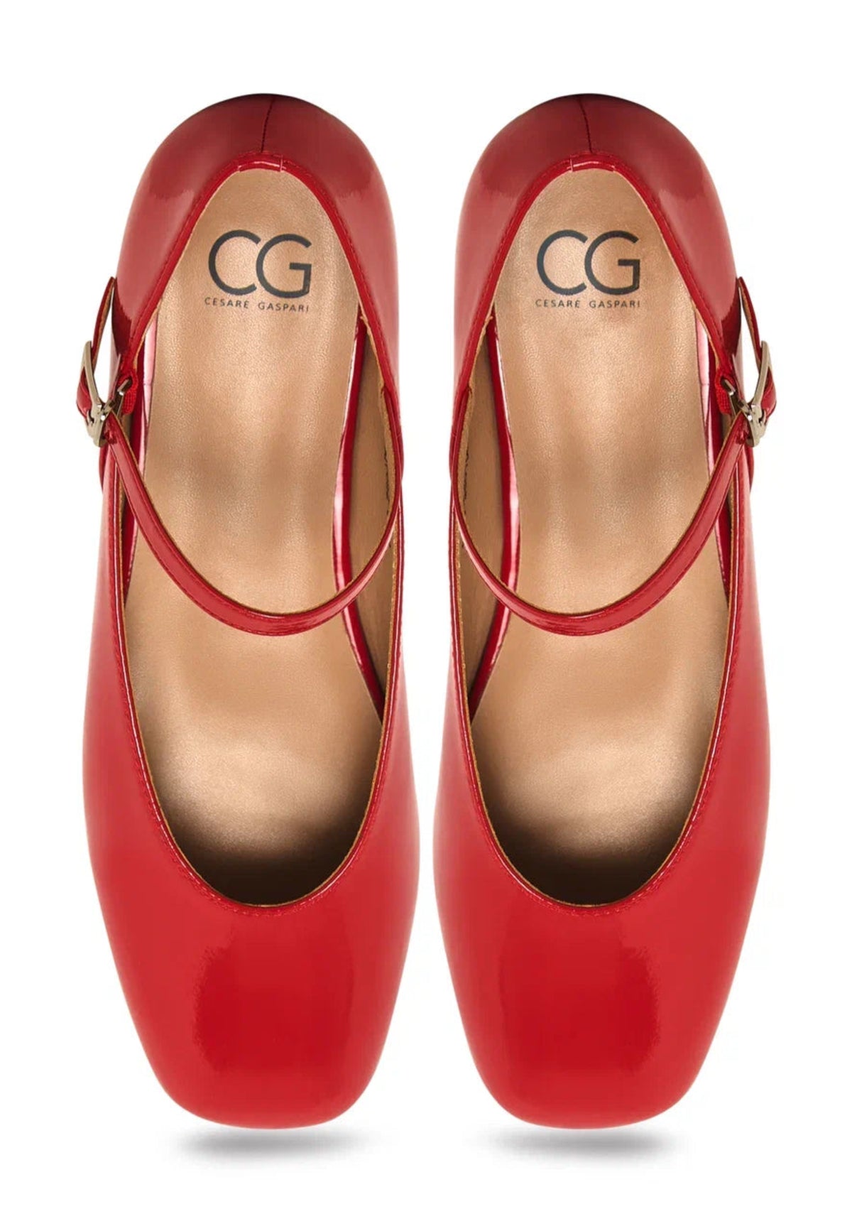 Patent Mary Jane Flats - Red