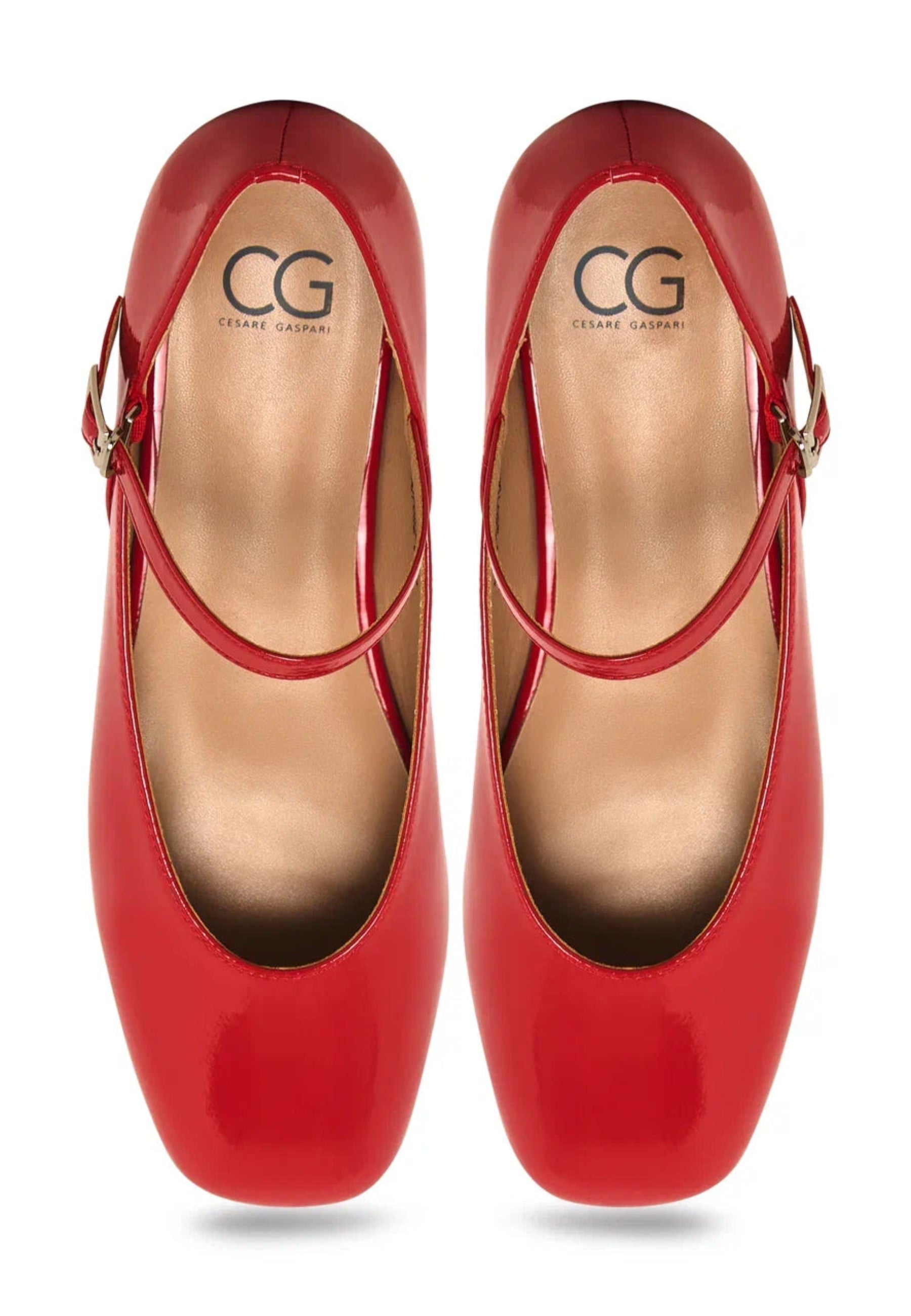 Patent Mary Jane Flats - Red