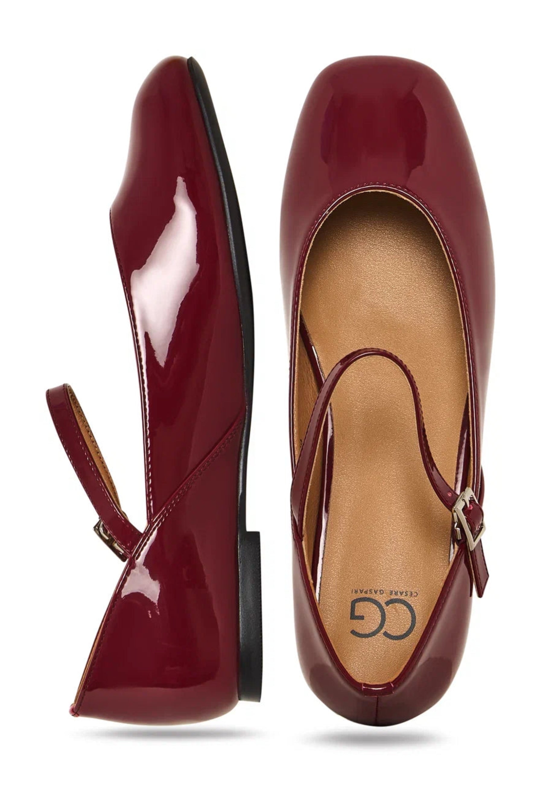 Patent Mary Jane Flats - Bordeaux