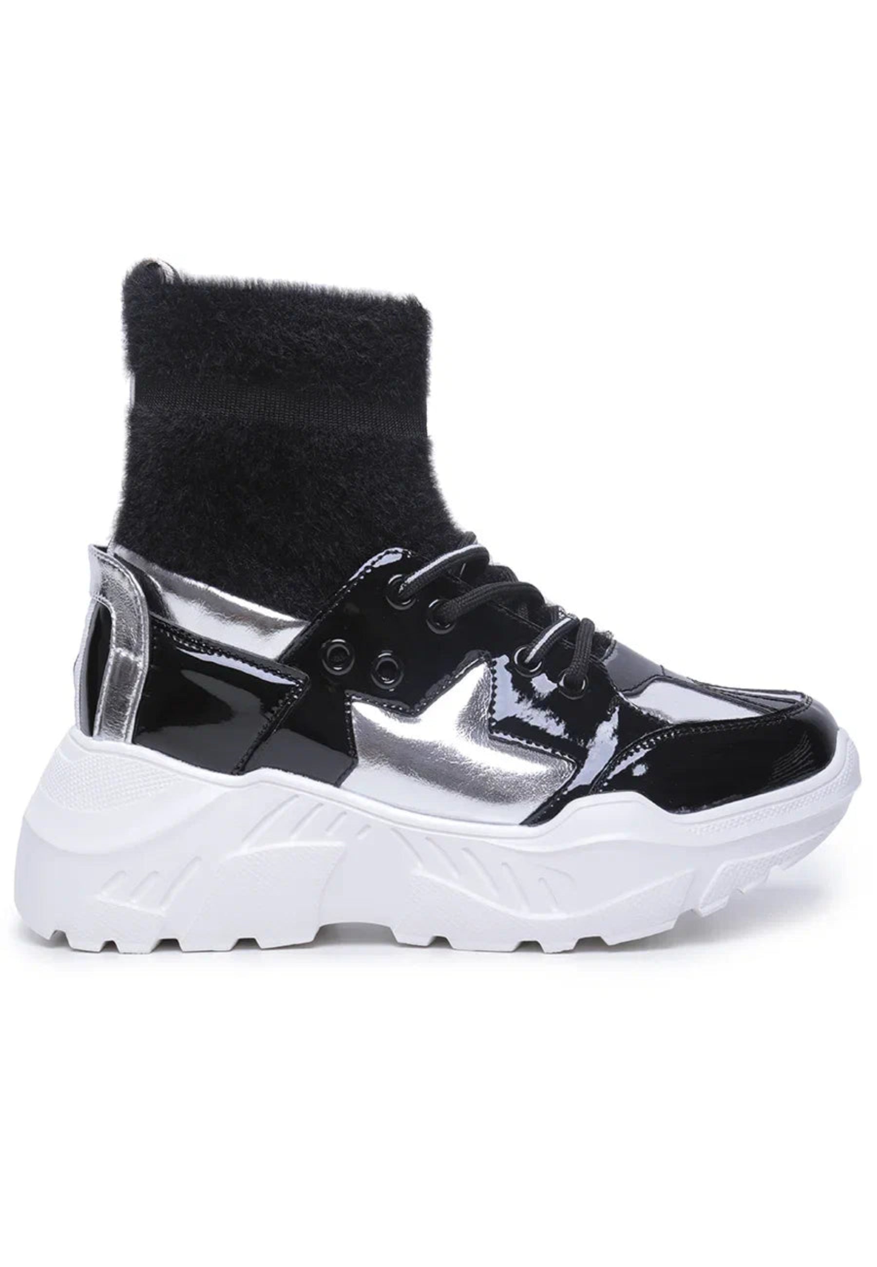 Metallic-Sock High-Top Sneakers