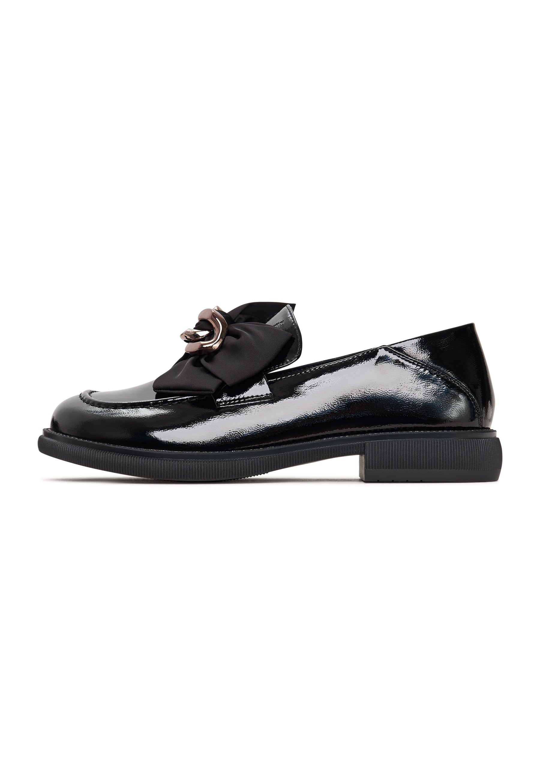 Leather Bow tie loafers Holly - Black