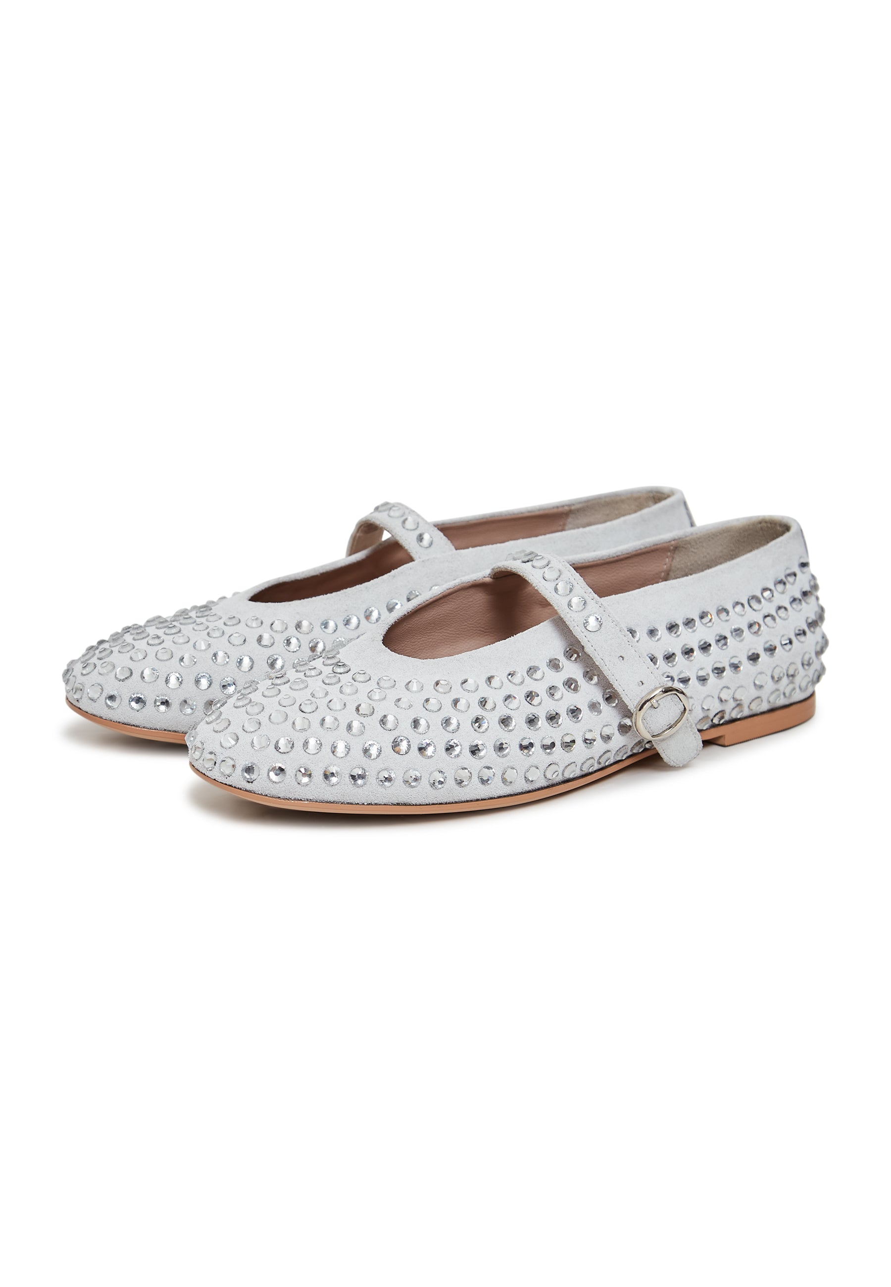 Rhinestones leather ballerinas - Silver