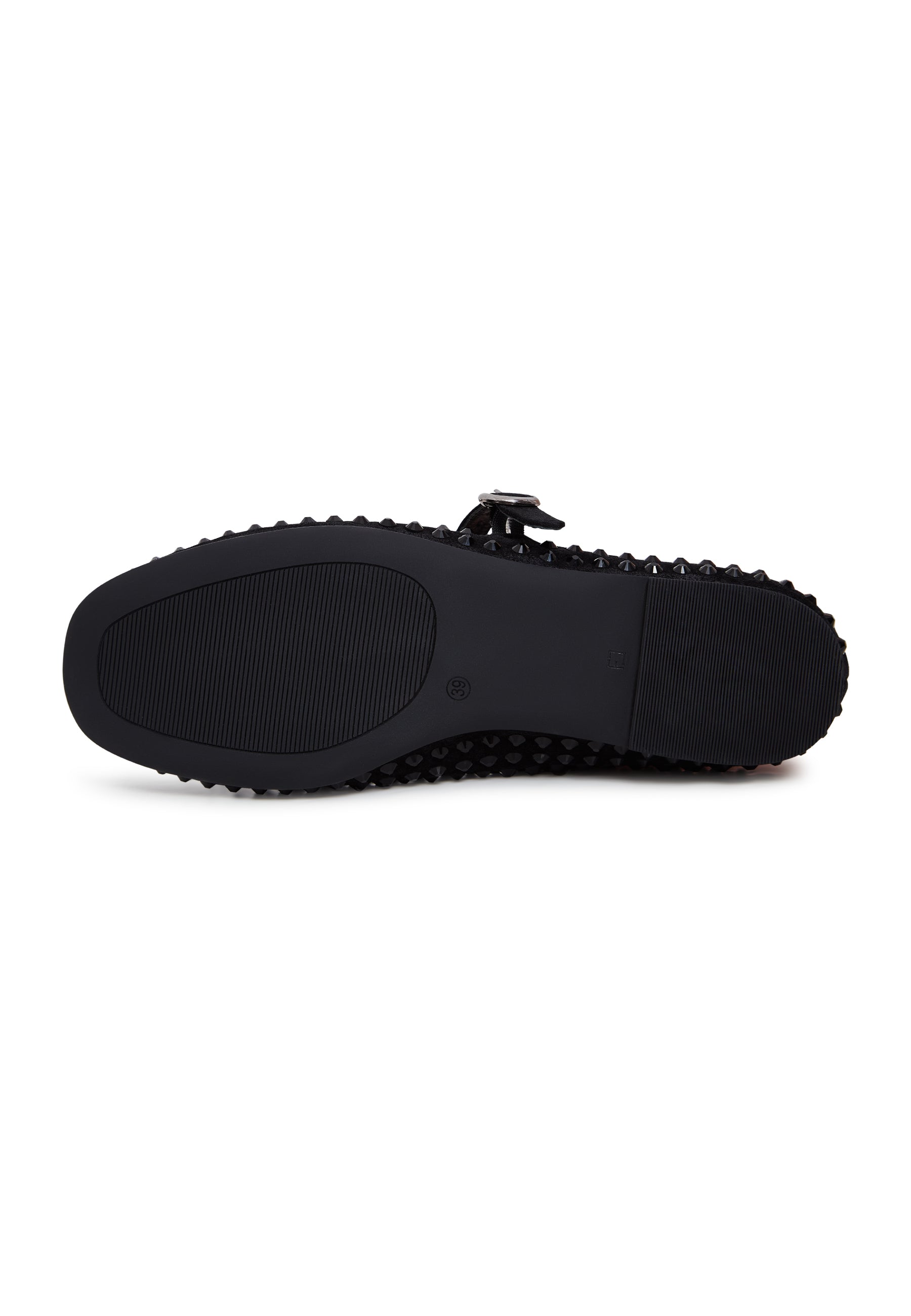 Rhinestones leather ballerinas - Black