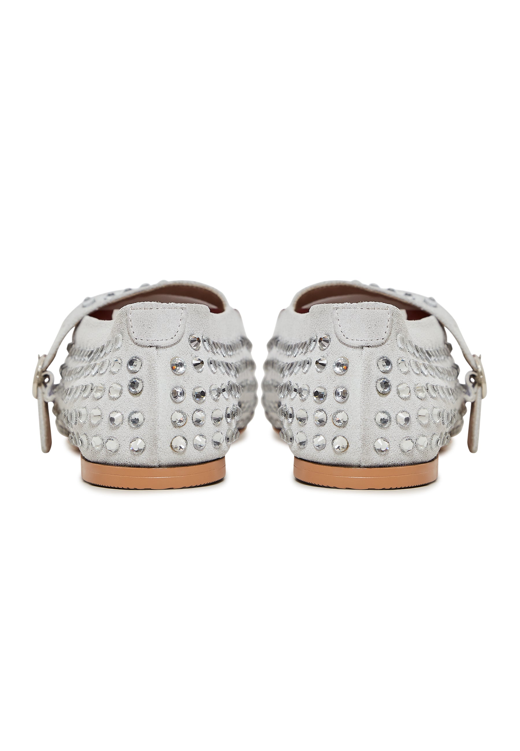 Rhinestones leather ballerinas - Silver