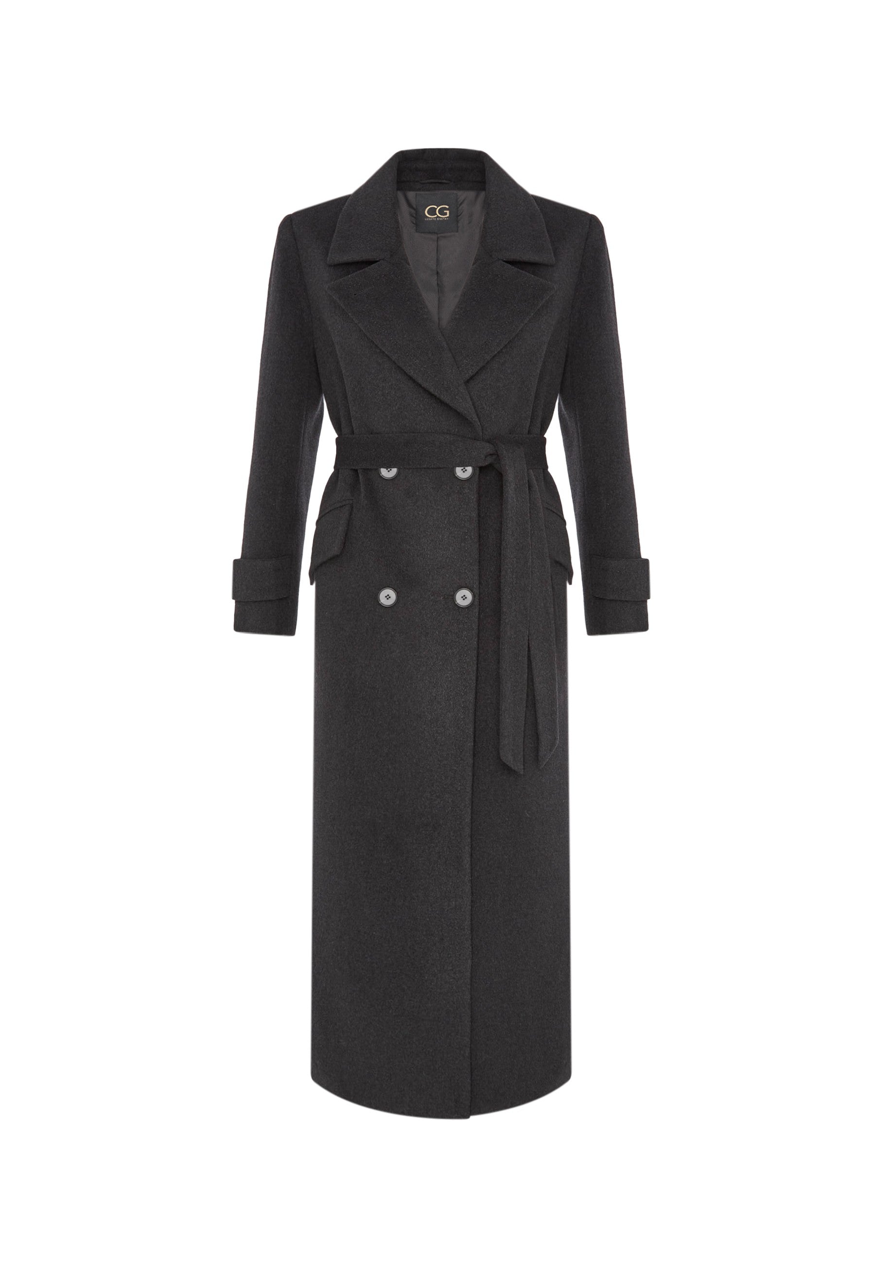 Manteau croisé en mélange de laine – graphite