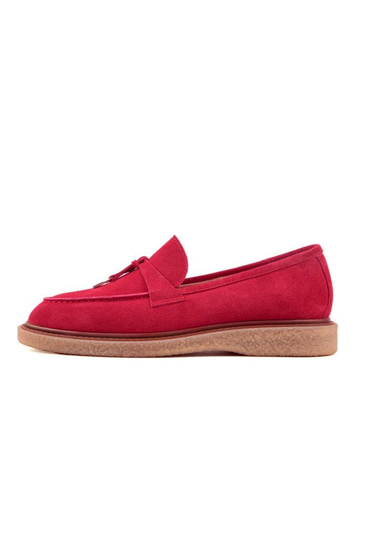 Scarlet loafers i ruskind med kvaster