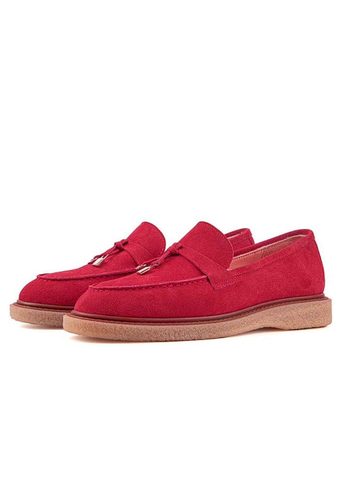 Scarlet loafers i ruskind med kvaster