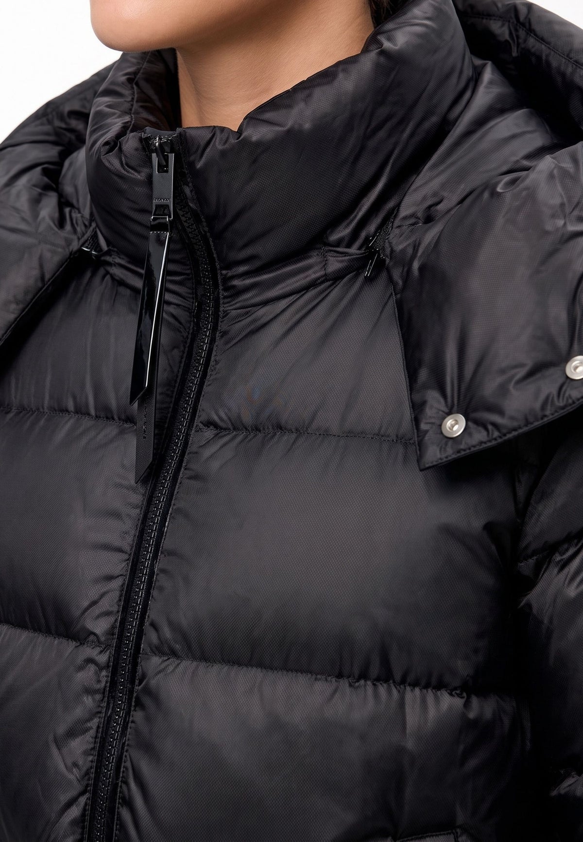 Oversized Hooded Down Puffer Jacket - Black