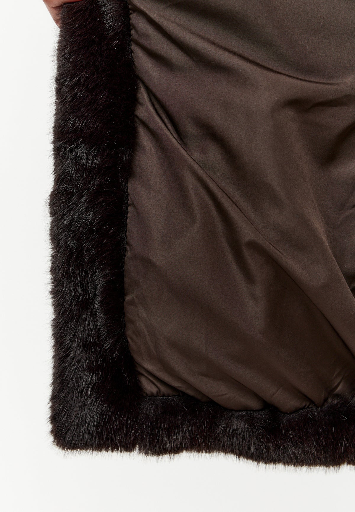 Veste à capuche en fausse fourrure Reyna – Chocolat